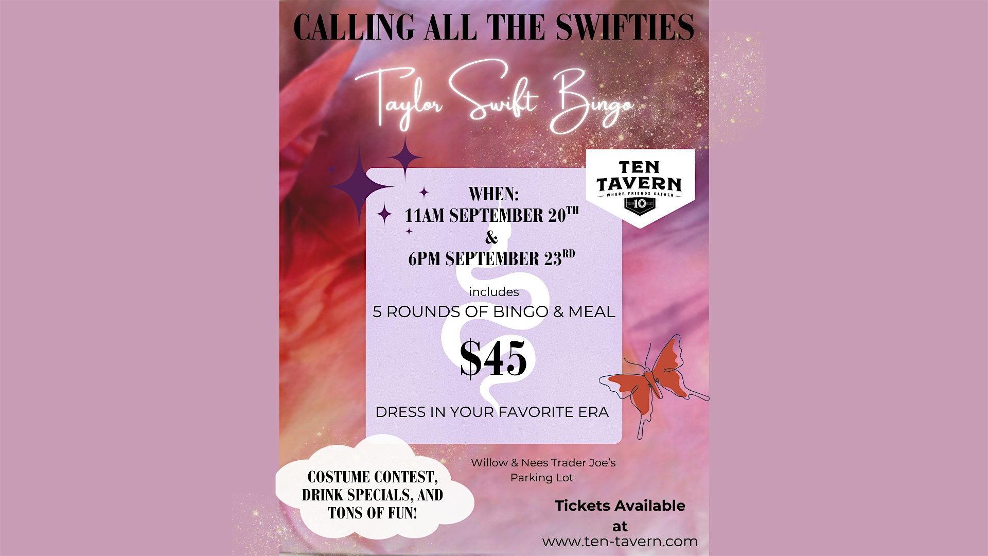 ✨ Taylor Swift Eras Bingo Brunch ✨ at Ten Tavern – Clovis, CA