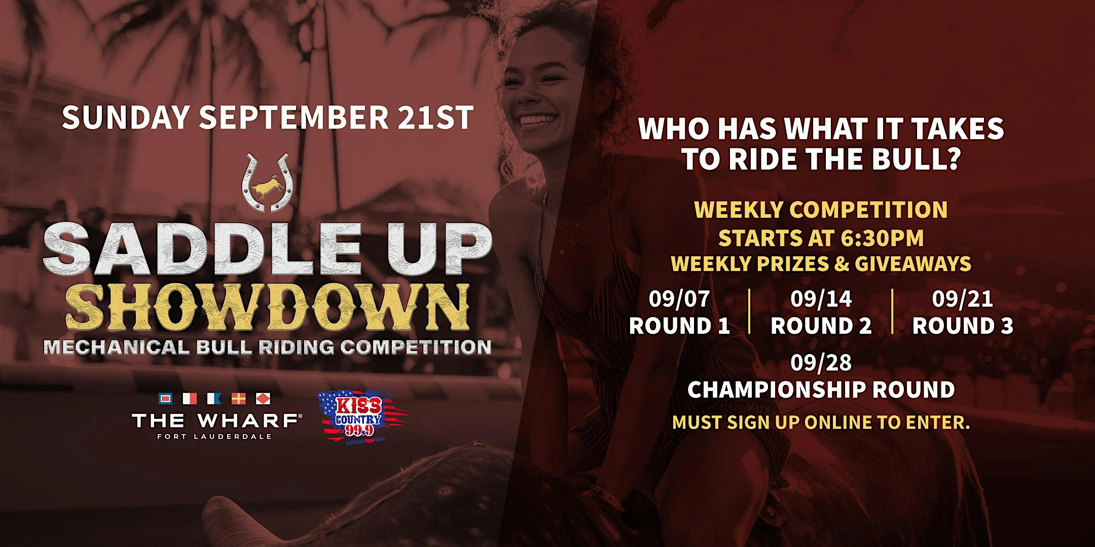 Saddle Up Showdown: Mechanical Bull Riding Competition, Round 3 at The Wharf Fort Lauderdale – Fort Lauderdale, FL