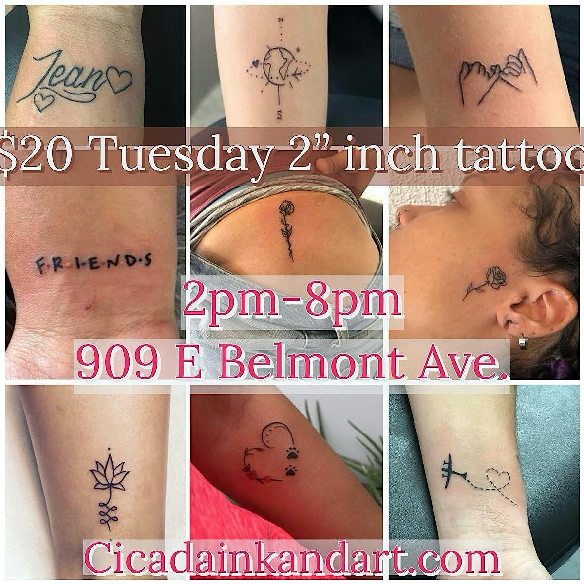 $20 Tiny Tattoo Tuesdays at Cicada Ink & Art – Fresno, CA