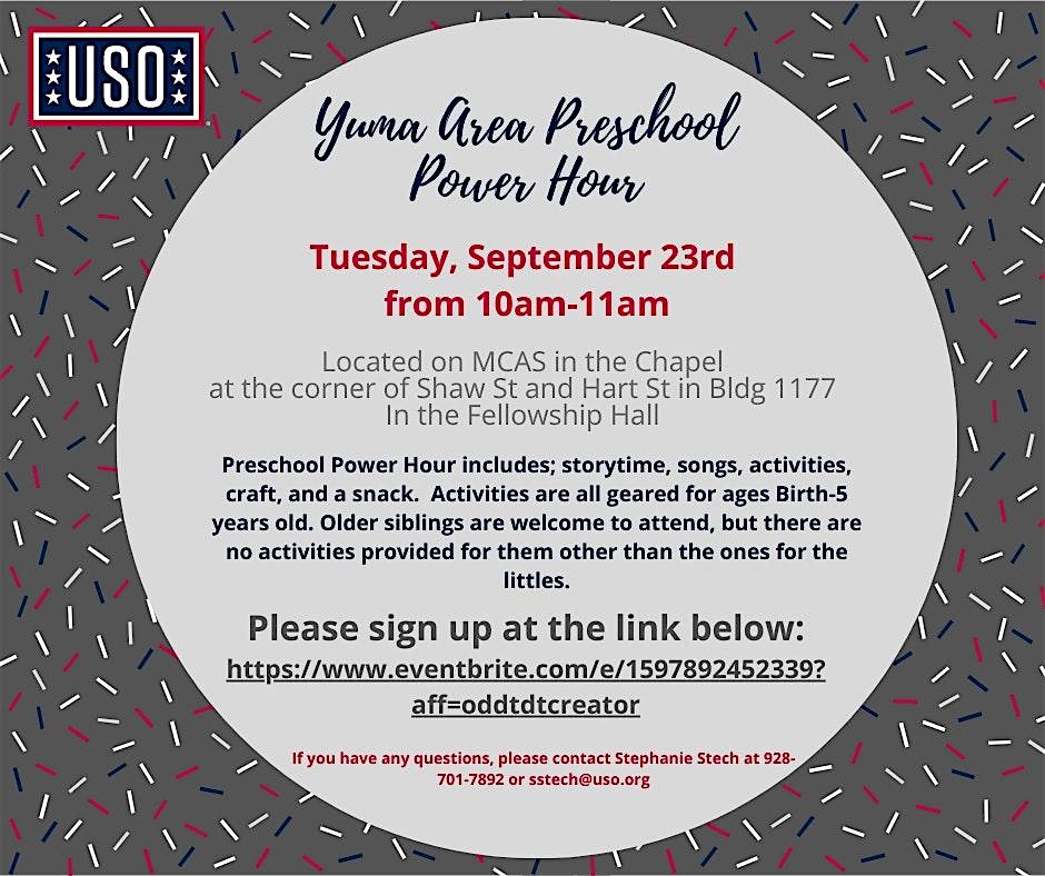 Yuma Area Preschool Power Hour- September at 1157 Hart St – Yuma, AZ