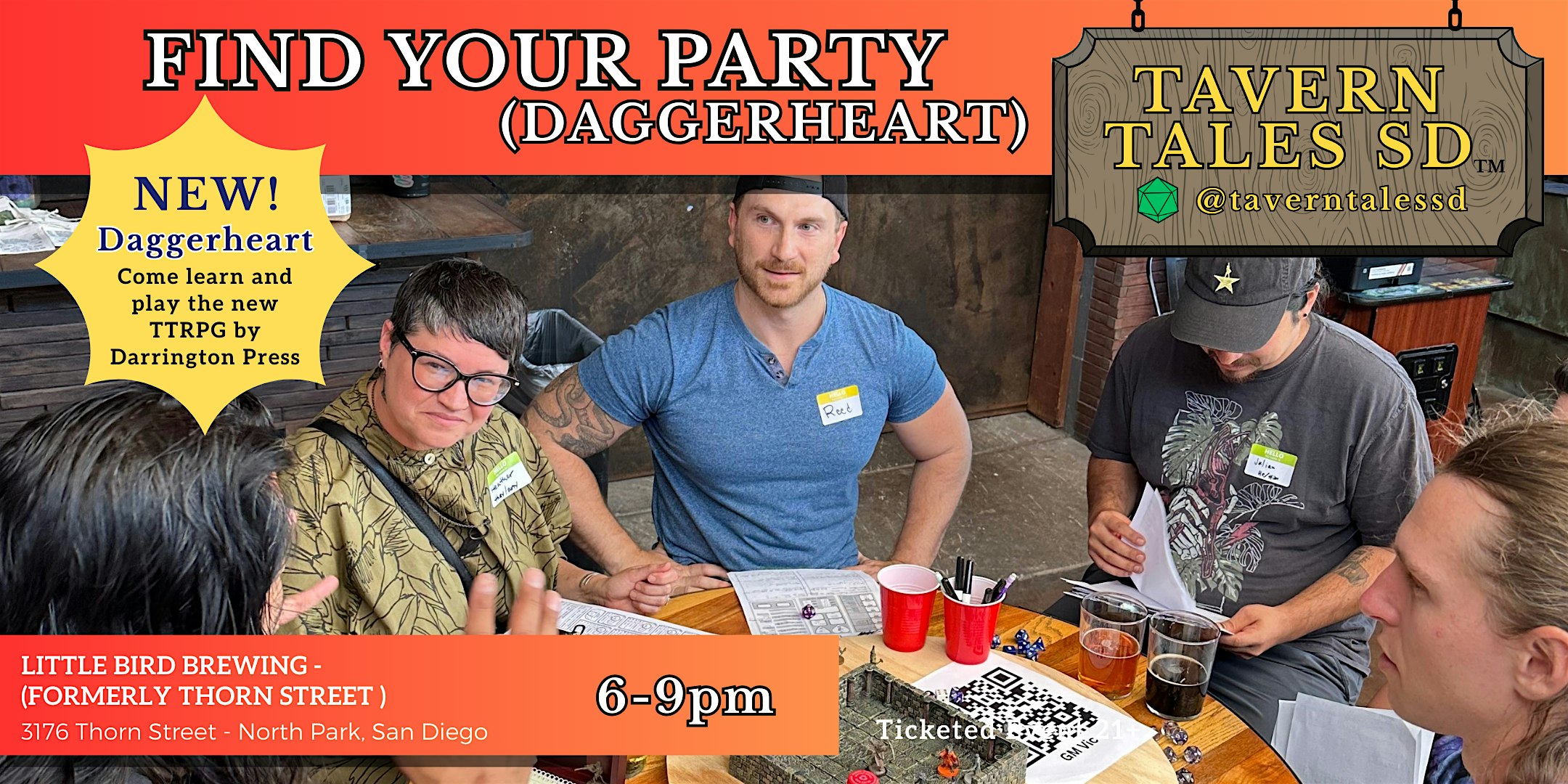 Sept 23 – TTSD: Find Your Party (Daggerheart) at Thorn St. Brewery – San Diego, CA