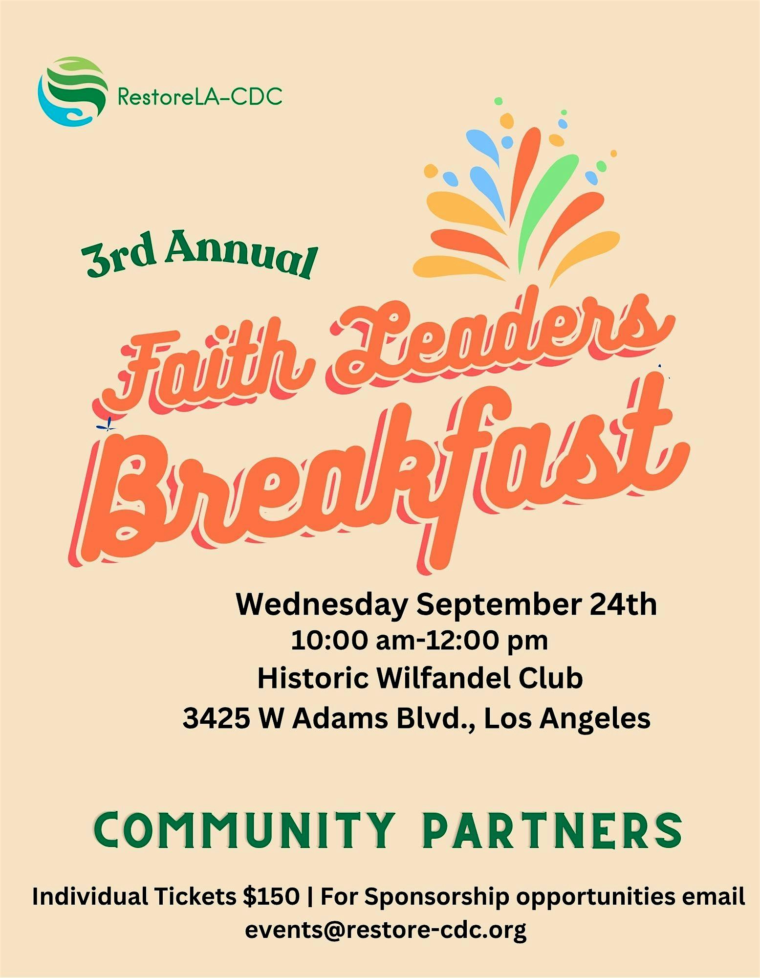 Faith Leaders Breakfast in Honor of Hispanic Heritage Month at Wilfandel Club House – Los Angeles, CA
