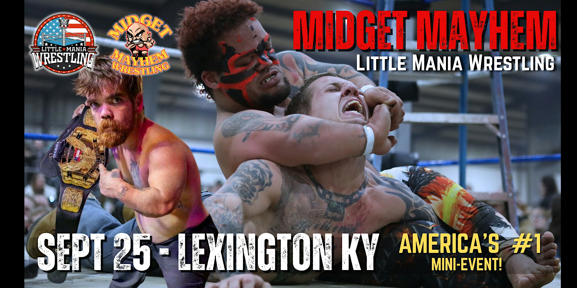 Midget Mayhem / Little Mania Mini Wrestling LIVE! Lexington KY (All-Ages) at Man O’ War Harley-Davidson – Lexington, KY