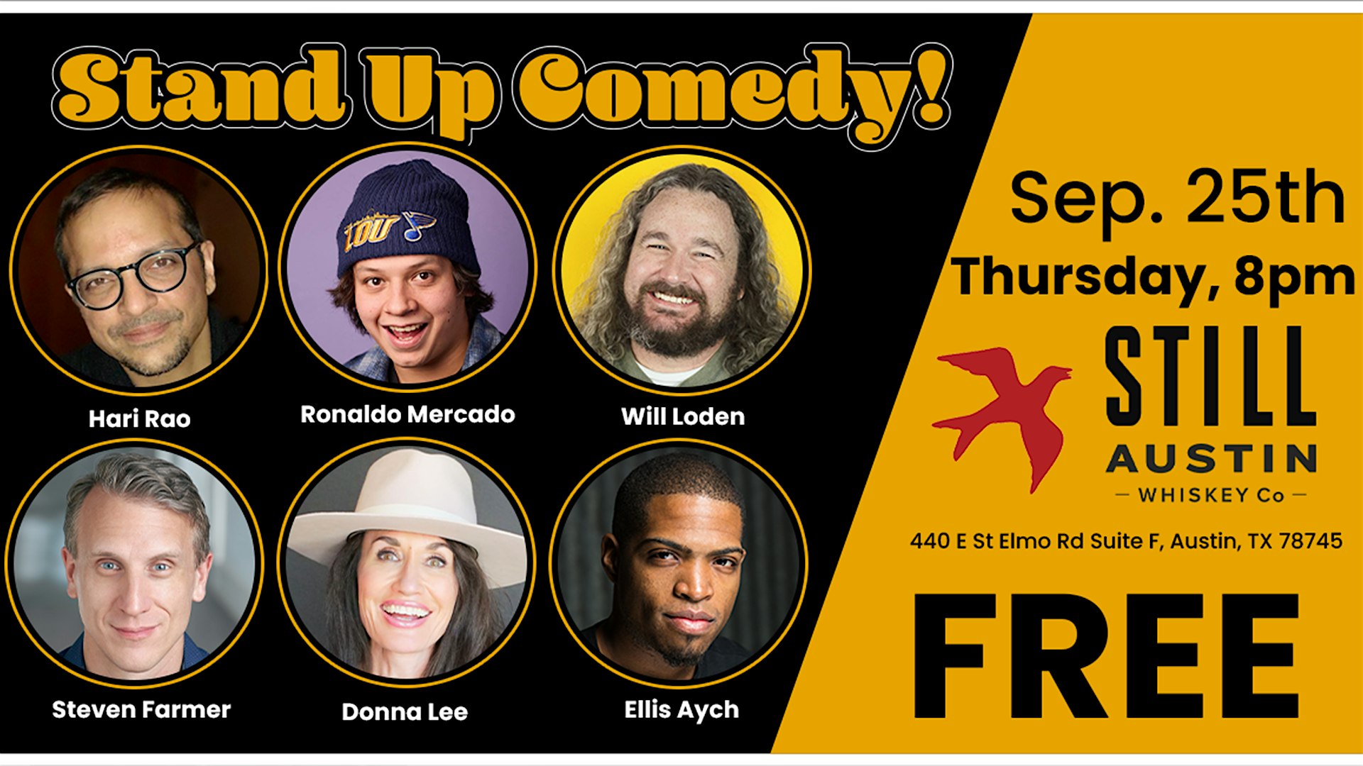 Still Austin Whiskey Co. Presents: Free Comedy Night at Still Austin Whiskey Co. – Austin, TX