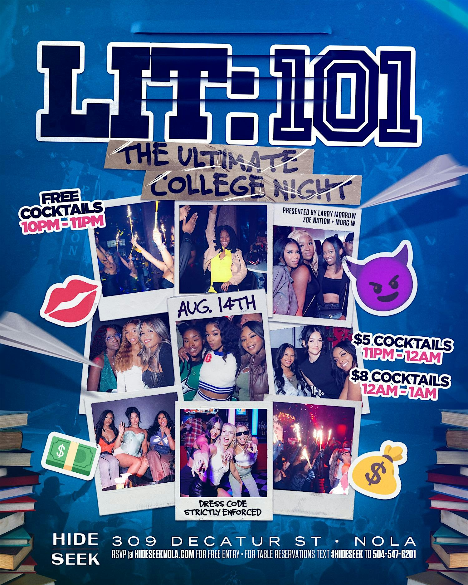 LIT:101 | The Ultimate College Night @ HIDE/SEEK at HIDE/SEEK – New Orleans, LA