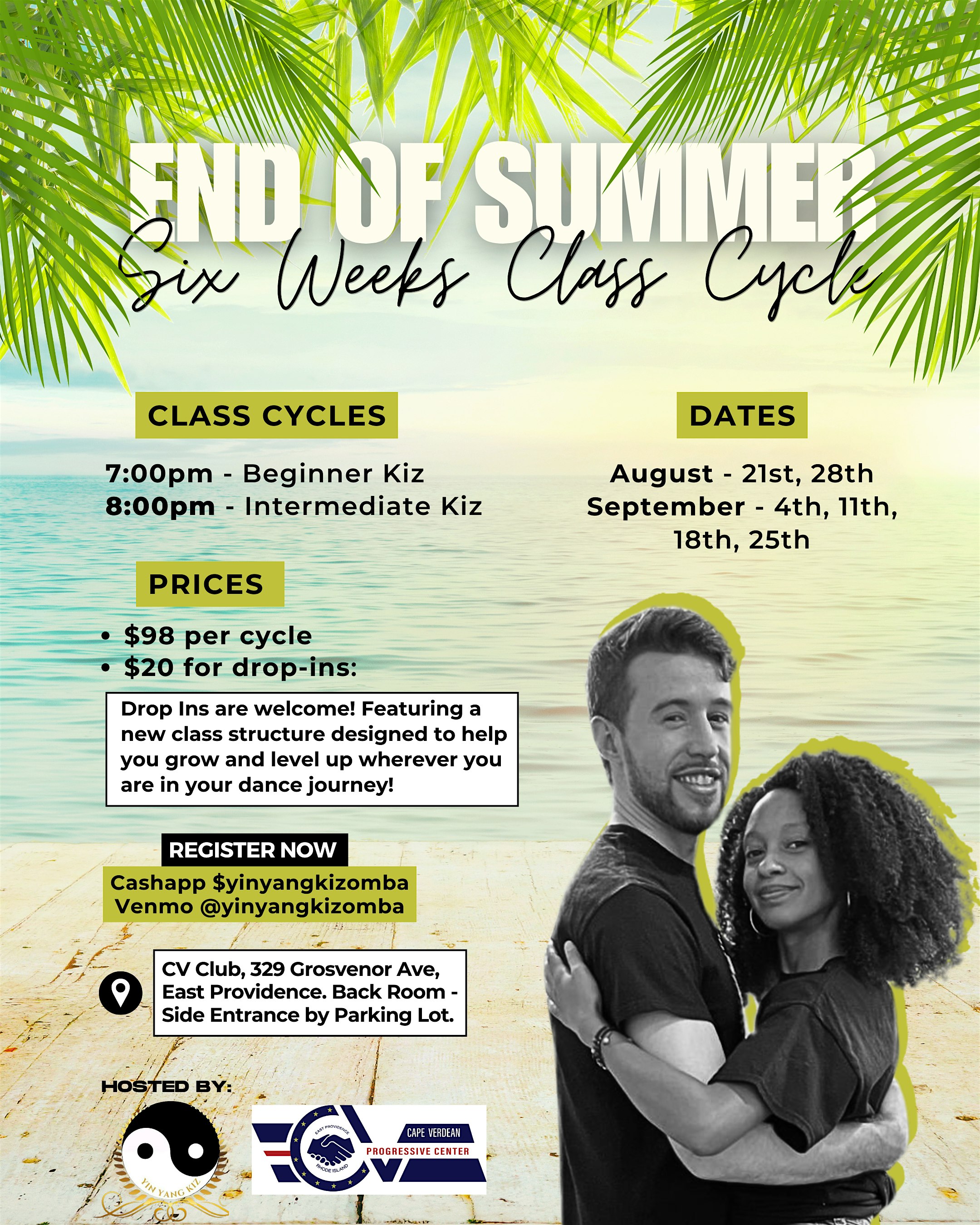 End of Summer Kizomba/Urban Kiz Class Series at Cape Verdean Progressive Center – East Providence, RI