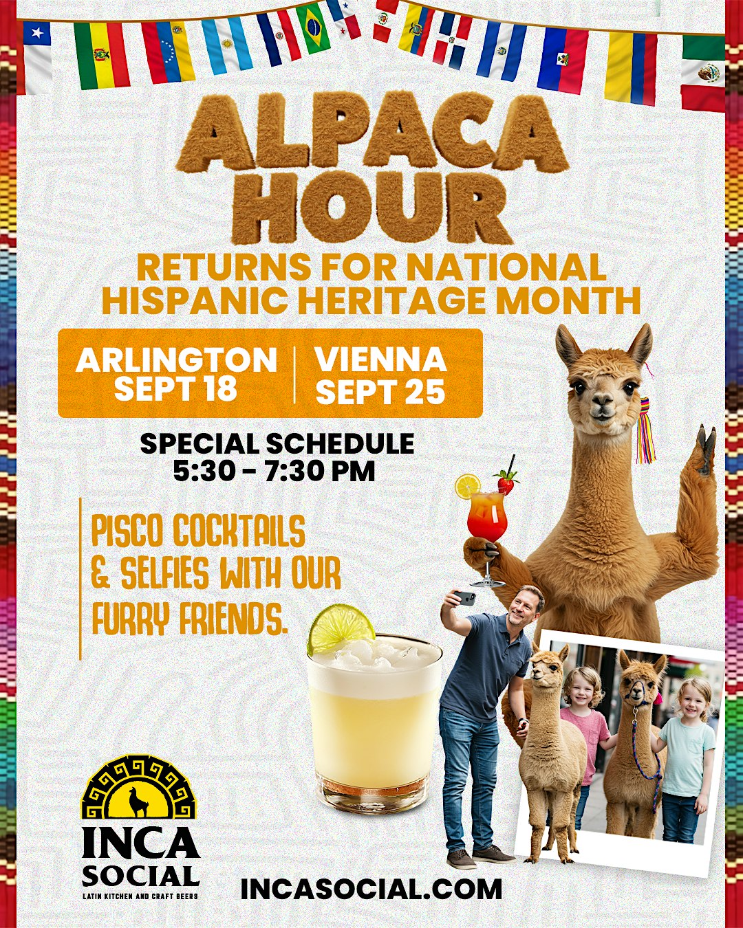 Alpaca Hour Returns! #ViennaVA at Inca Social – Vienna, VA