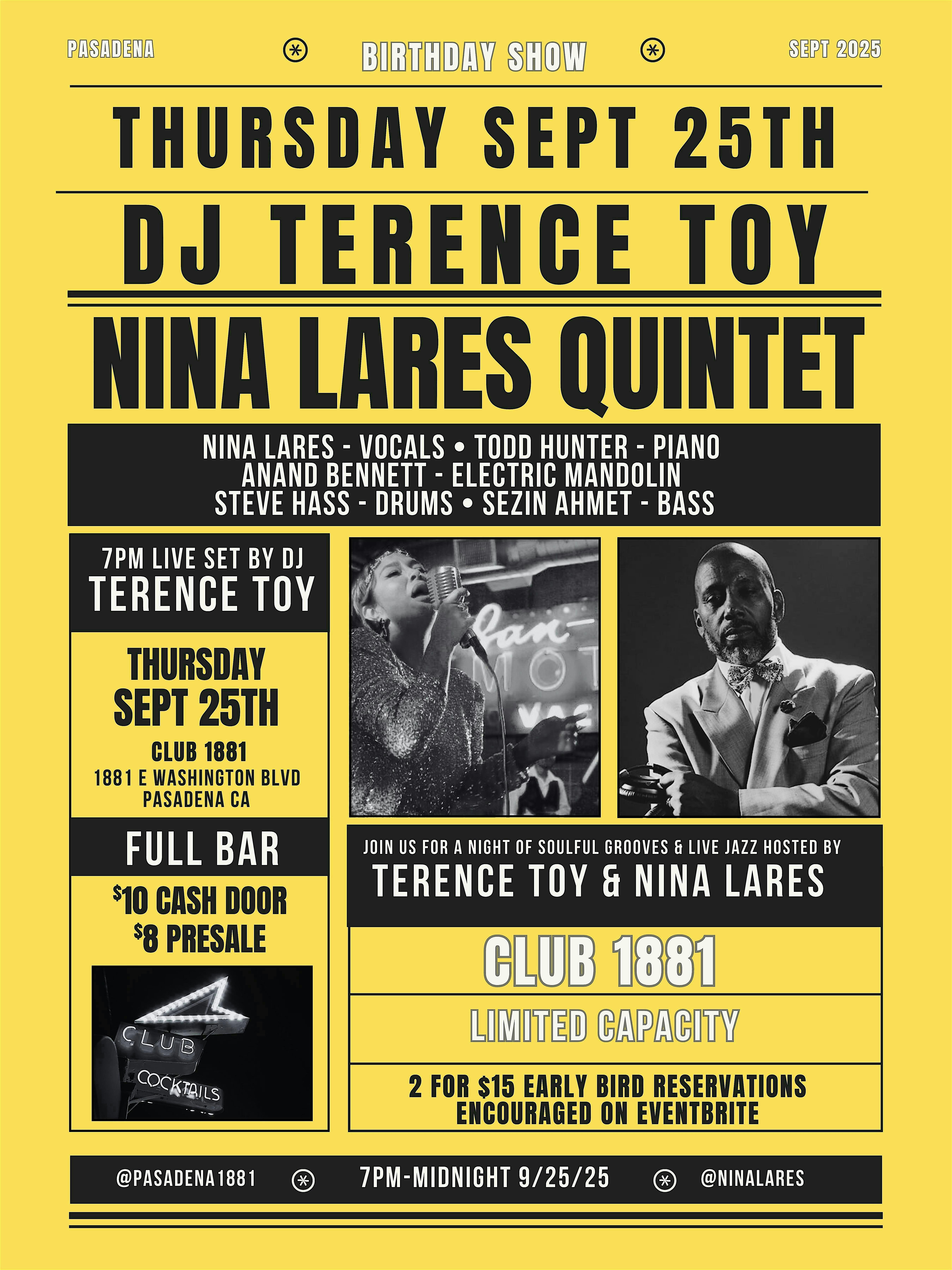 Nina Lares Quintet @ 1881 — All-Star Ensemble + DJ Terence Toy at 1881 – Pasadena, CA