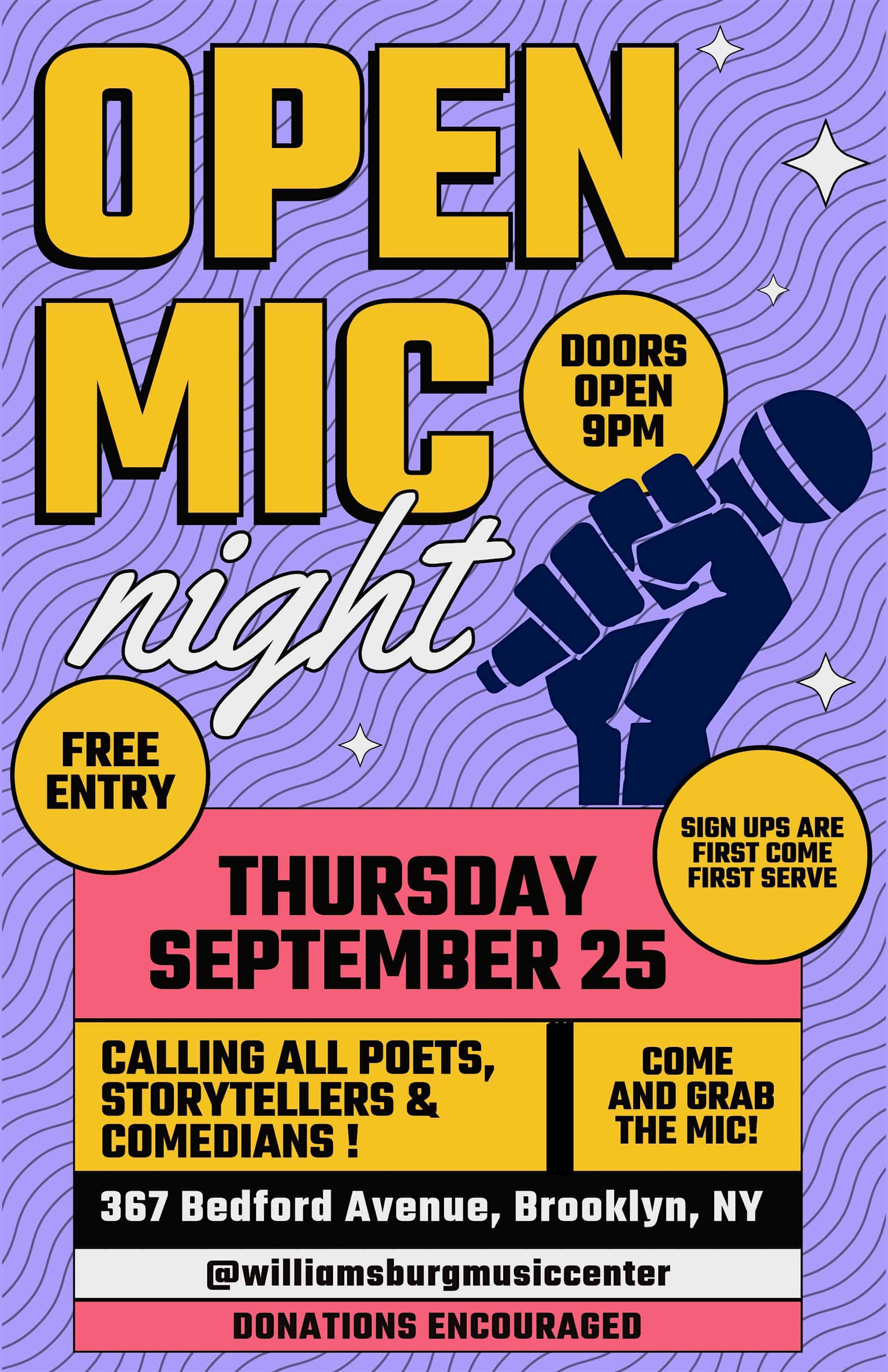 WMC presents OPEN MIC NIGHT Live Jazz at 367 Bedford Ave – Brooklyn, NY