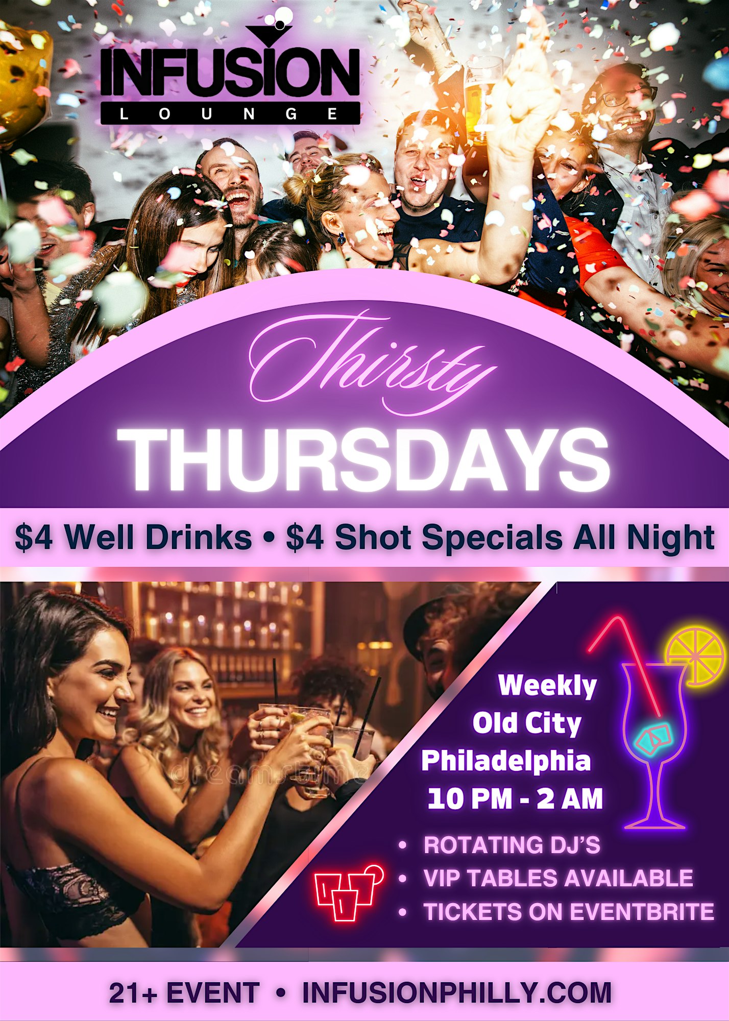Thirsty Thursdays @ Infusion Lounge – $4 Drink Night at Infusion Lounge – Philadelphia, PA