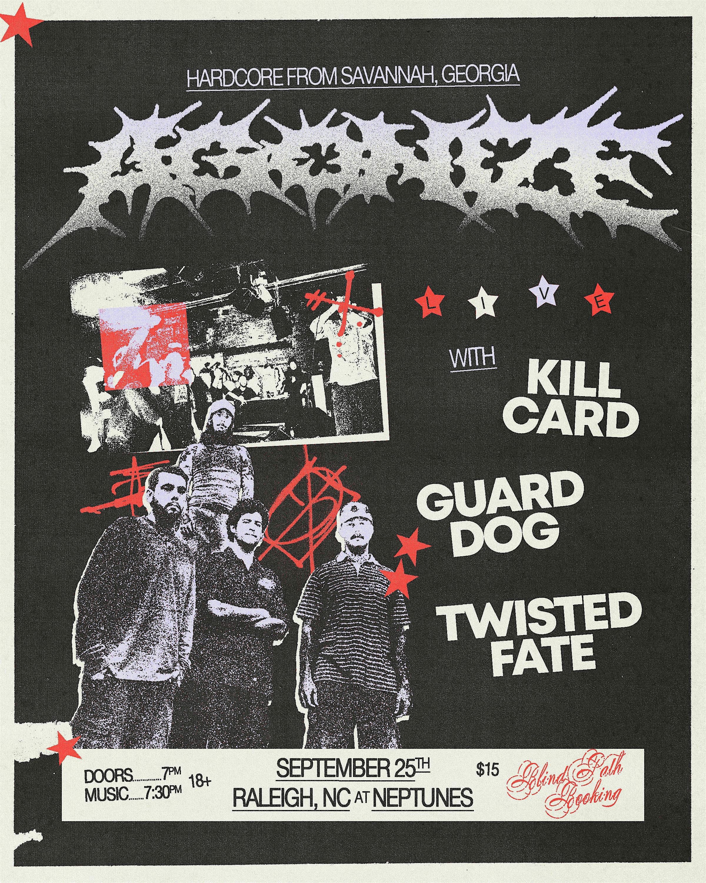 Agonize, Kill Card, Guard Dog & Twisted Fate at Neptunes – Raleigh, NC at Neptunes Parlour – Raleigh, NC