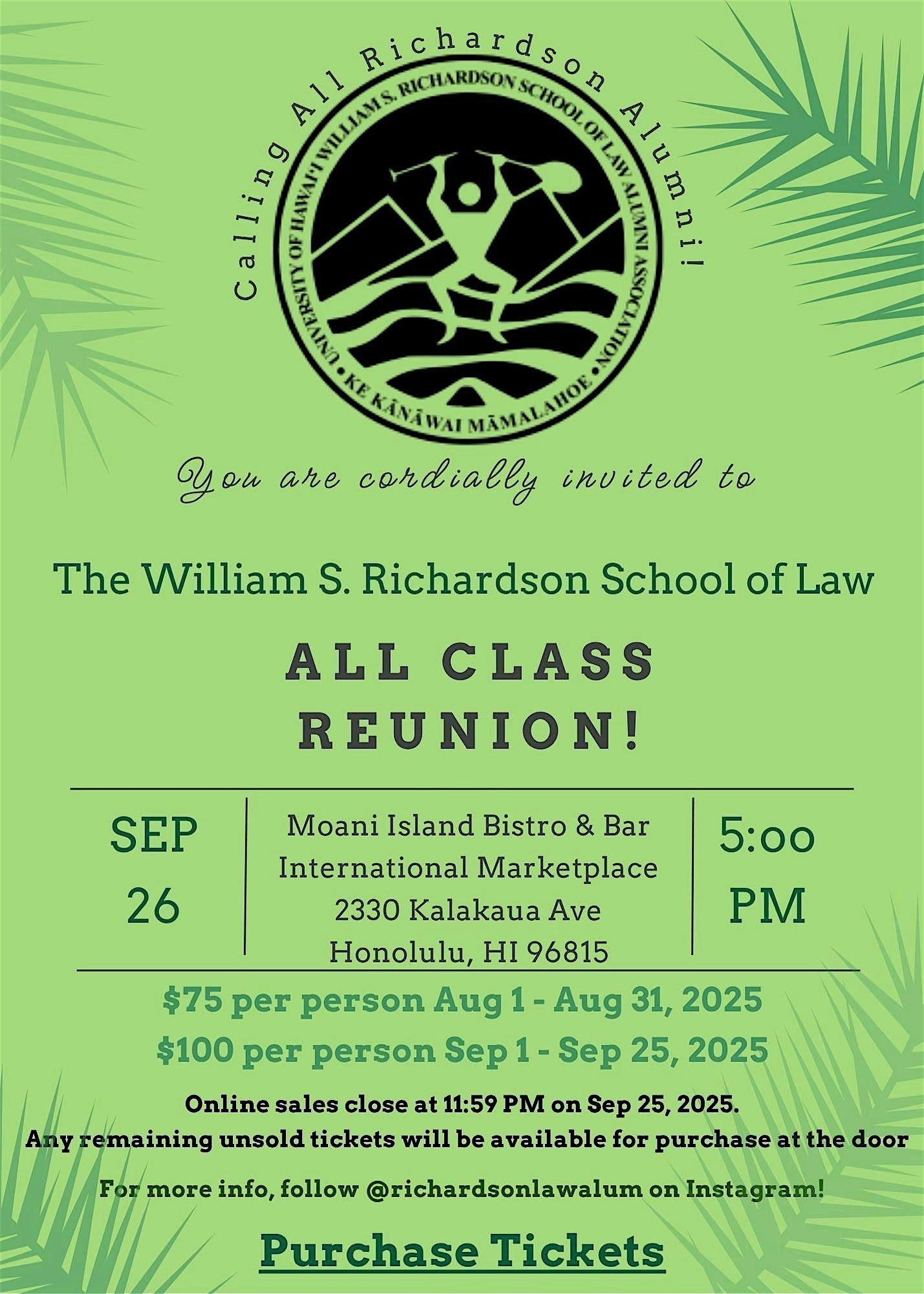WSRSLAA All Class Reunion at Moani Waikīkī – Honolulu, HI