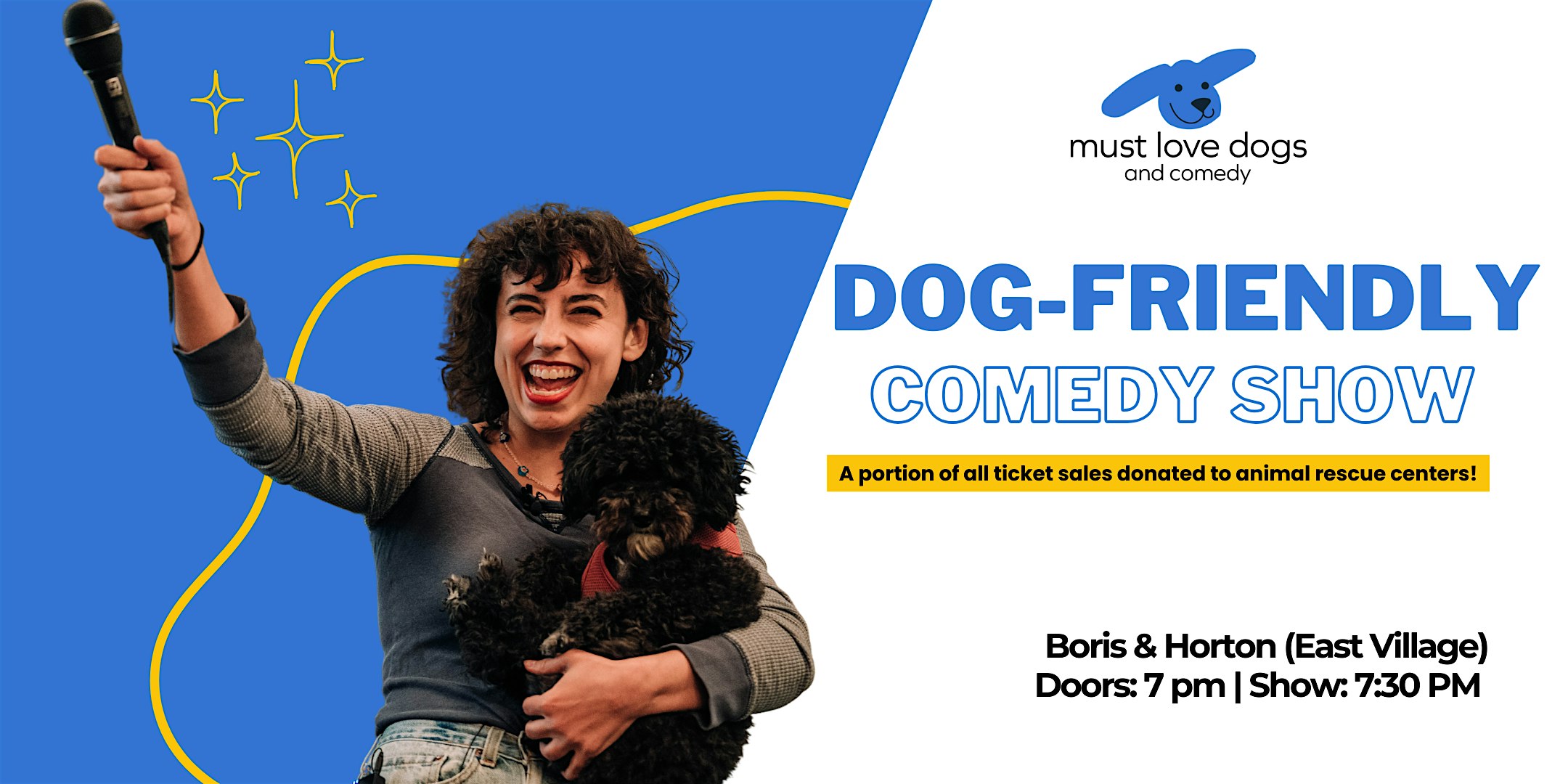 Dog-Friendly Comedy Show – East Village, NYC at Boris & Horton – New York, NY