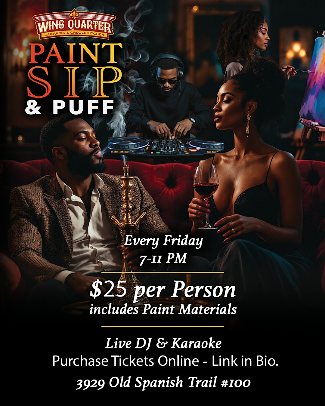 Paint, Sip & Puff at Wing Quarter Daiquiris & Creole Kitchen – Houston, TX