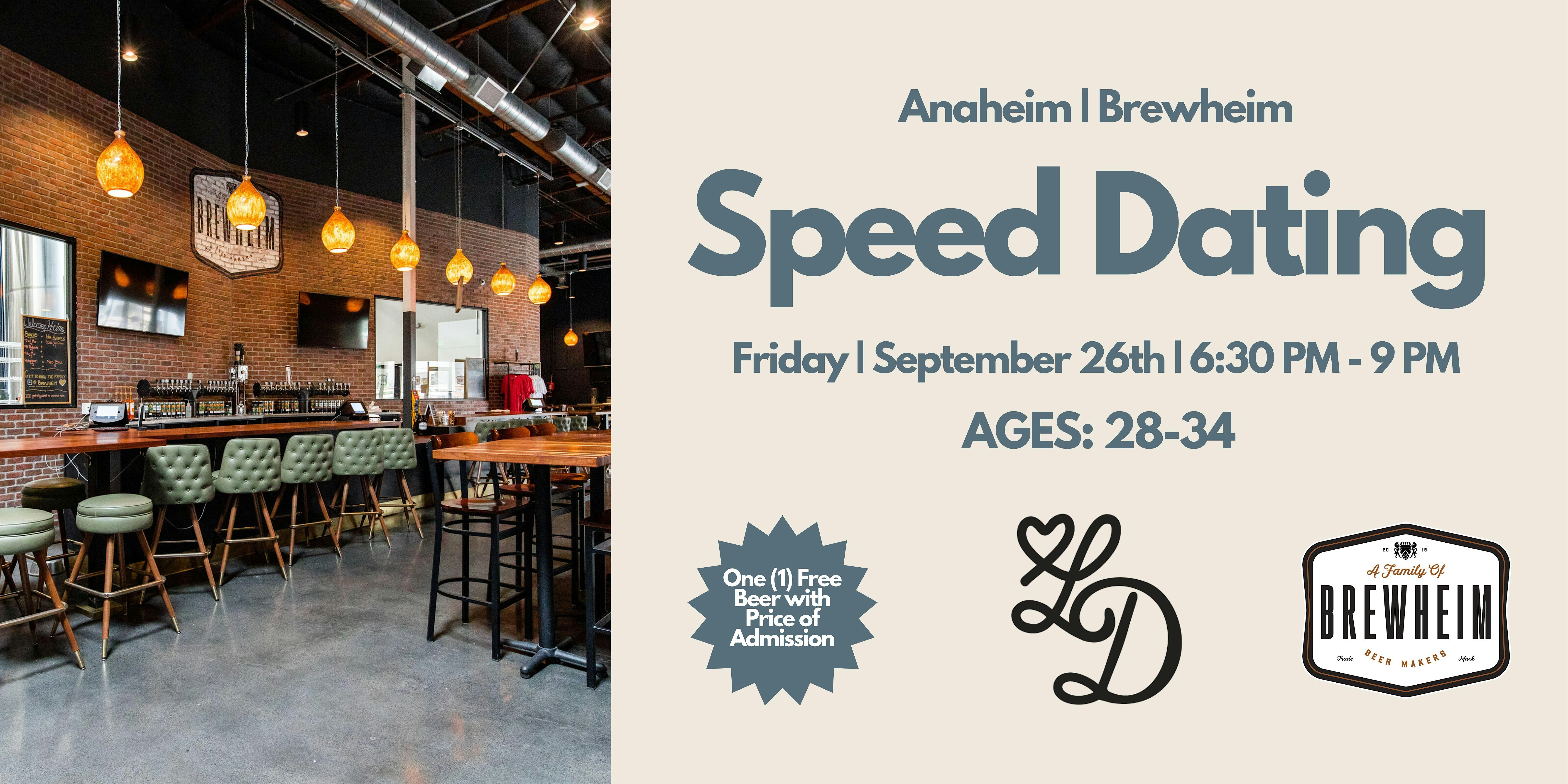 ***SOLD OUT*** Speed Dating | Ages 28-34 | Brewheim | Anaheim at Brewheim – Anaheim, CA