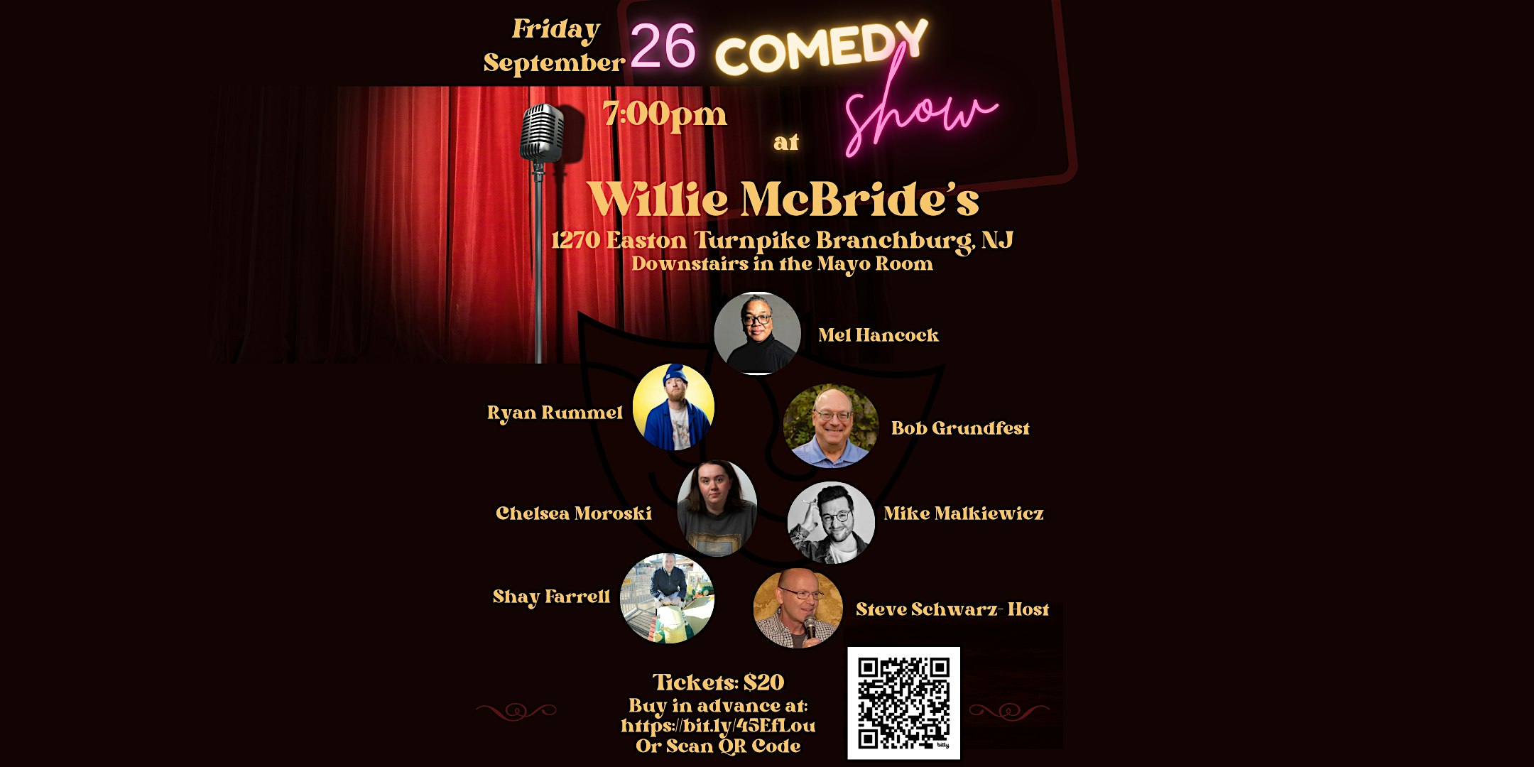 Comedy Night at Willie McBride’s Branchburg, NJ Friday September 26 7:00 PM at Willie McBride’s – Branchburg, NJ
