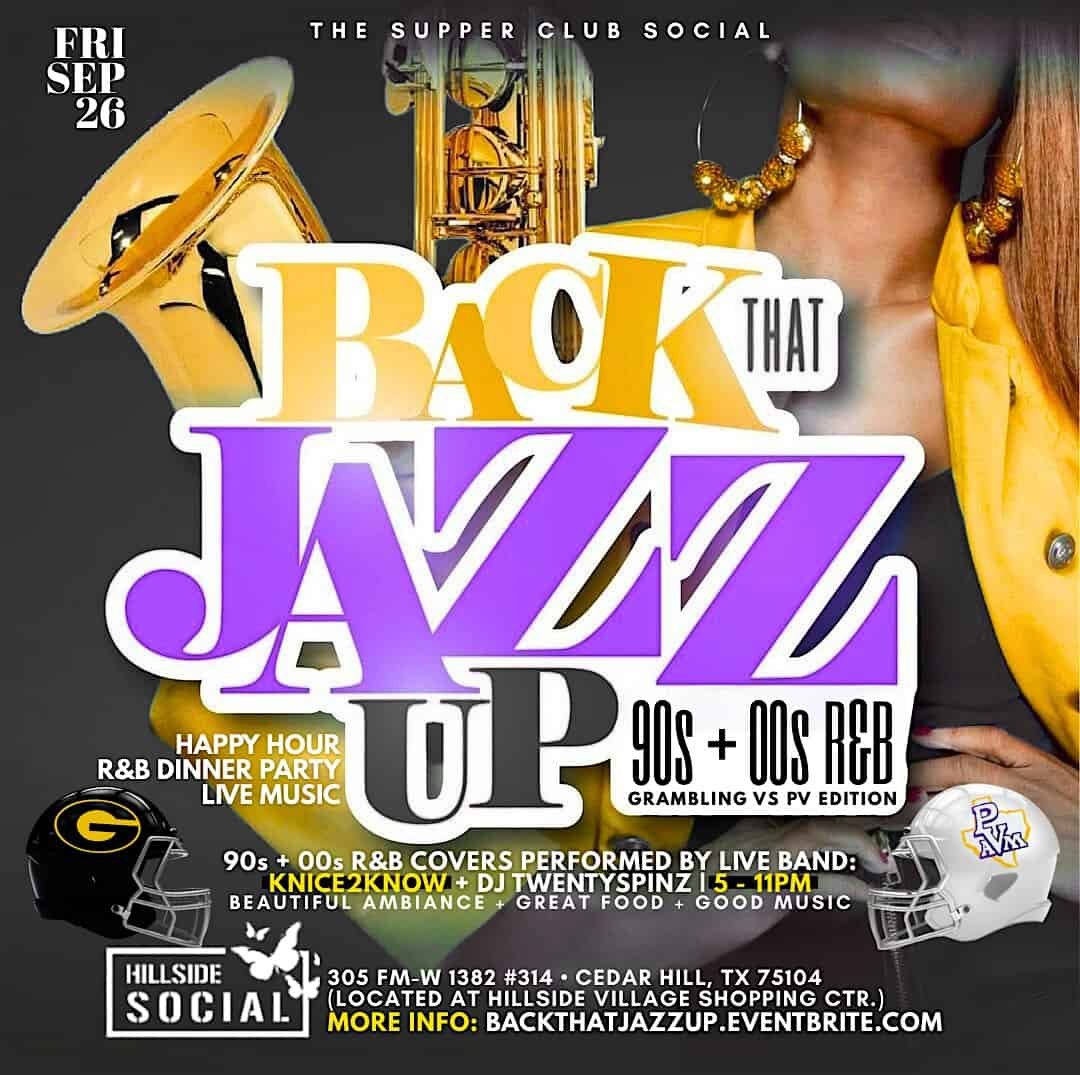 “Back That Jazz Up” Gram Vs PV – Live Music 90s + 00s R&B @ Hillside Social at Hillside Social – Cedar Hill, TX
