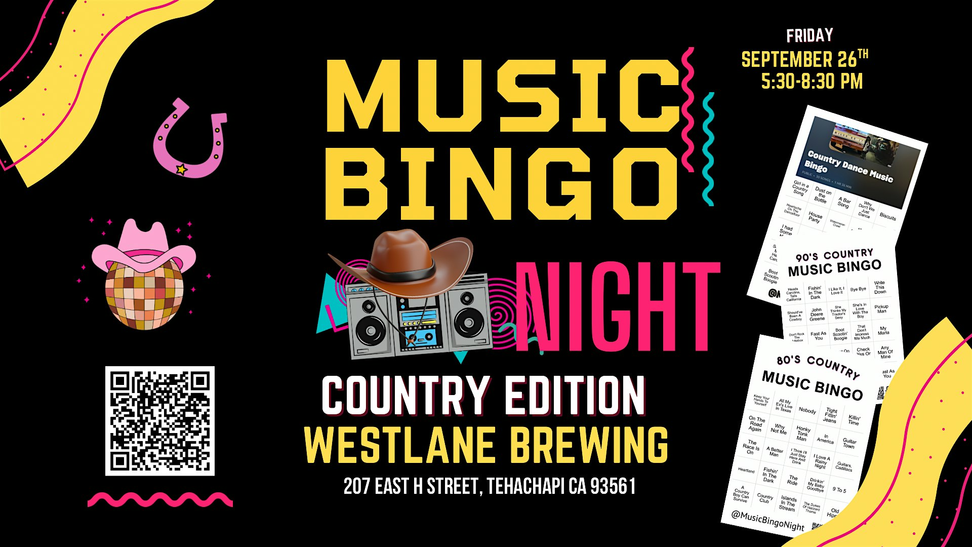 Country Music Bingo Night @ Westlane Brewing Tehachapi at Westlane Brewing – Tehachapi, CA