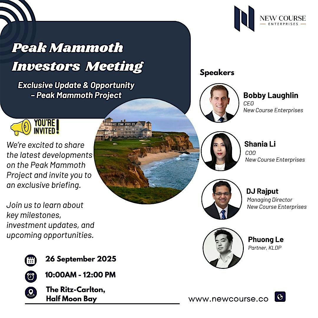 New Course Enterprises EB-5 Mixer – Peak Mammoth Investors at 1 Miramontes Point Rd – Half Moon Bay, CA