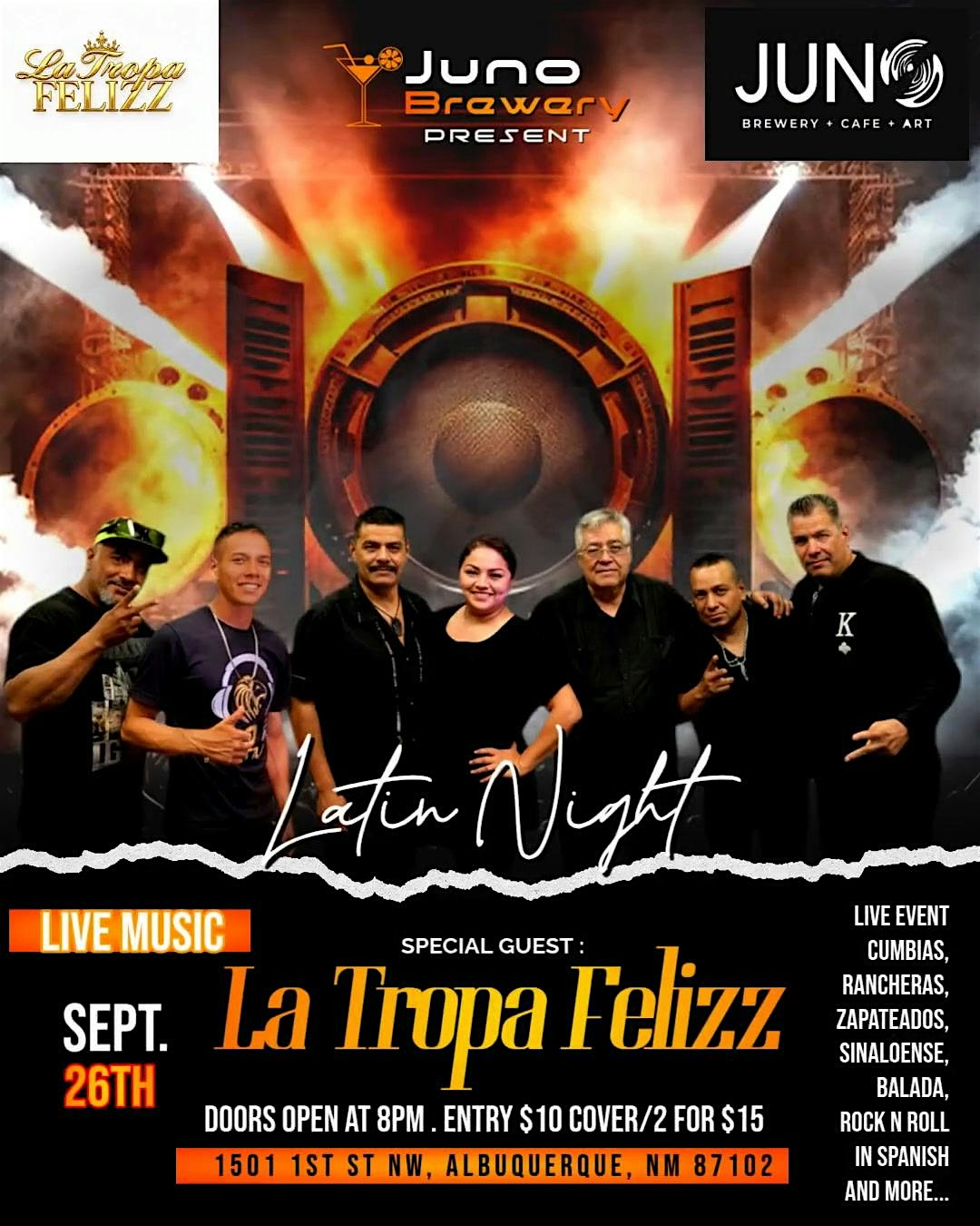 Spanish Music and Dancing with La Tropa Felizz at JUNO brewery + cafe + art – Albuquerque, NM
