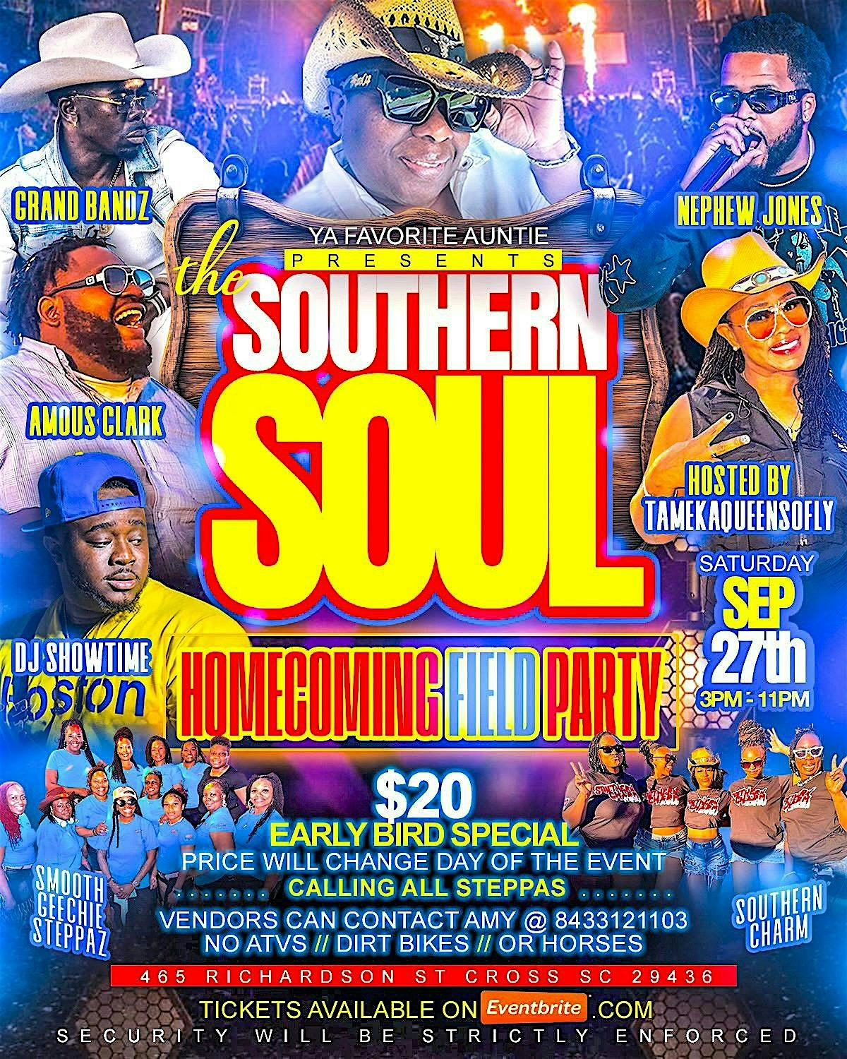 The Southern Soul Homecoming Field Party at 465 Richardson St – Cross, SC