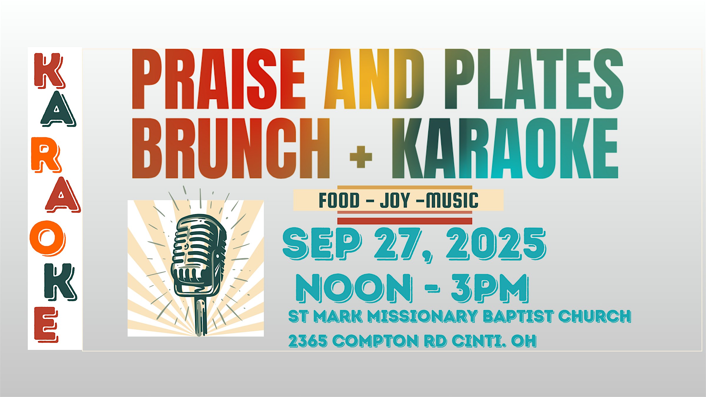 Praise and Plates Brunch and Karaoke at St. Mark Missionary Baptist Church – Cincinnati, OH