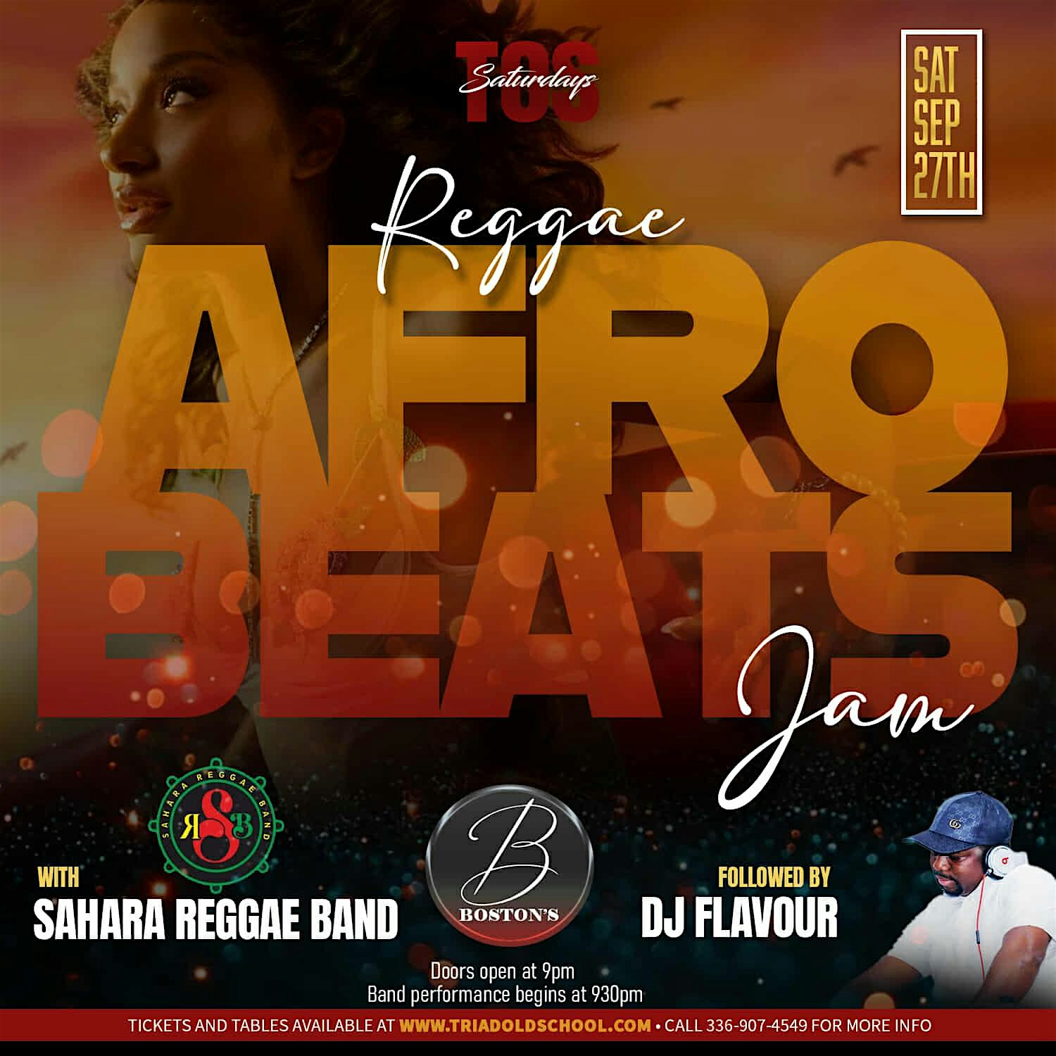 REGGAE AFRO BEATS JAM FT. SAHARA REGGAE BAND at BOSTON’S – Greensboro, NC