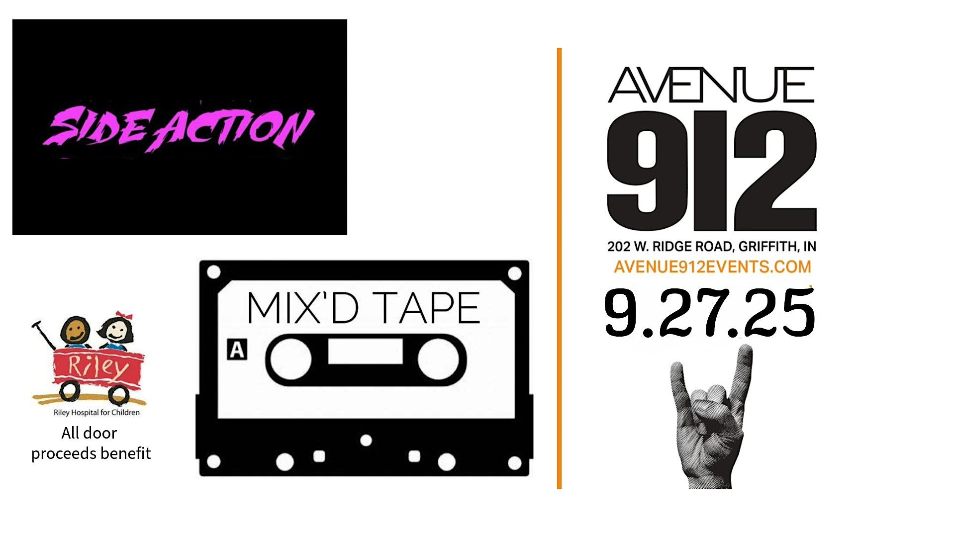 Concert for Kids featuring Mix’d Tape & Side Action at Avenue 912 – Griffith, IN