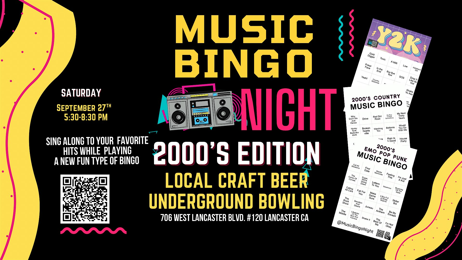 2000’s Music Bingo Night @ Local Craft Beer Underground Bowling Lancaster at LCB Underground Bowling Lounge – Lancaster, CA