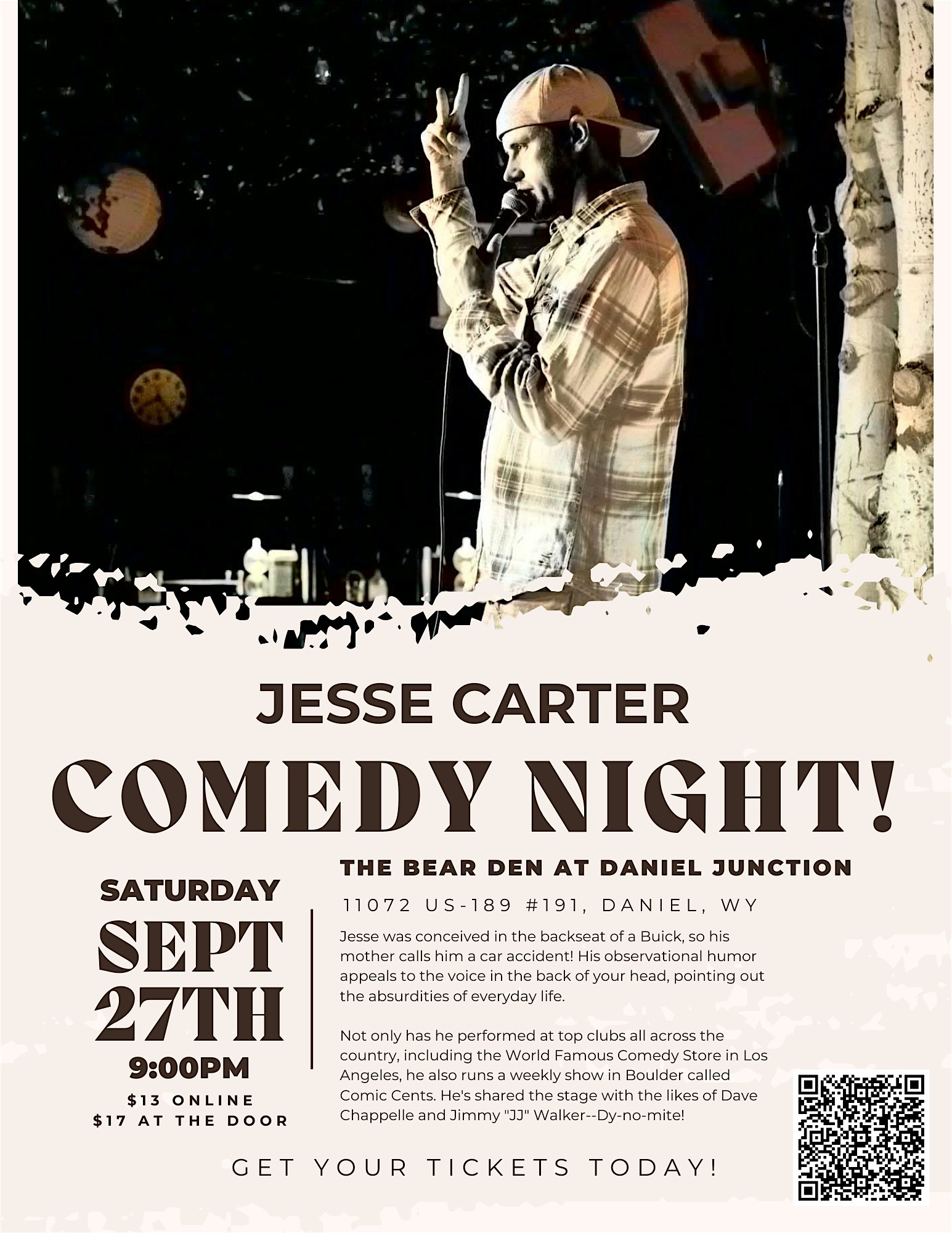 Comedy Night in The Bear Den ft. Jesse Carter! at The Bear Den | Restaurant & Bar – Daniel, WY