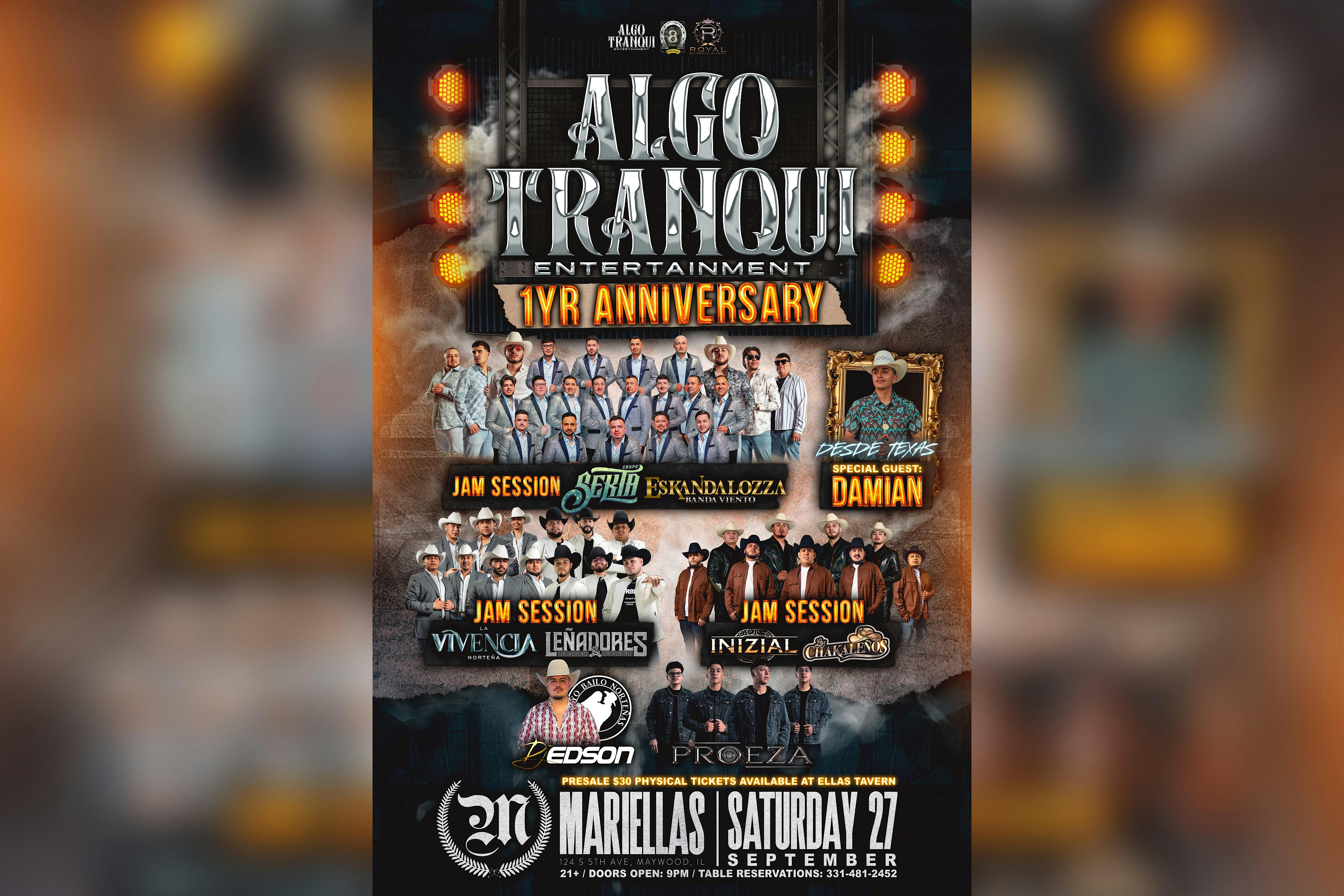 Algo Tranqui 1 Year Anniversary at Mariella’s Banquets Inc – Maywood, IL