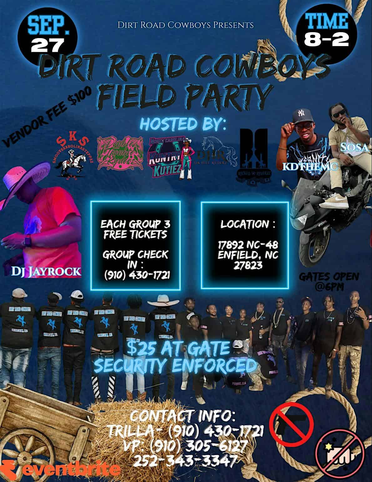 Dirt Road Cowboys Field Party at 17892 NC-48 – Enfield, NC