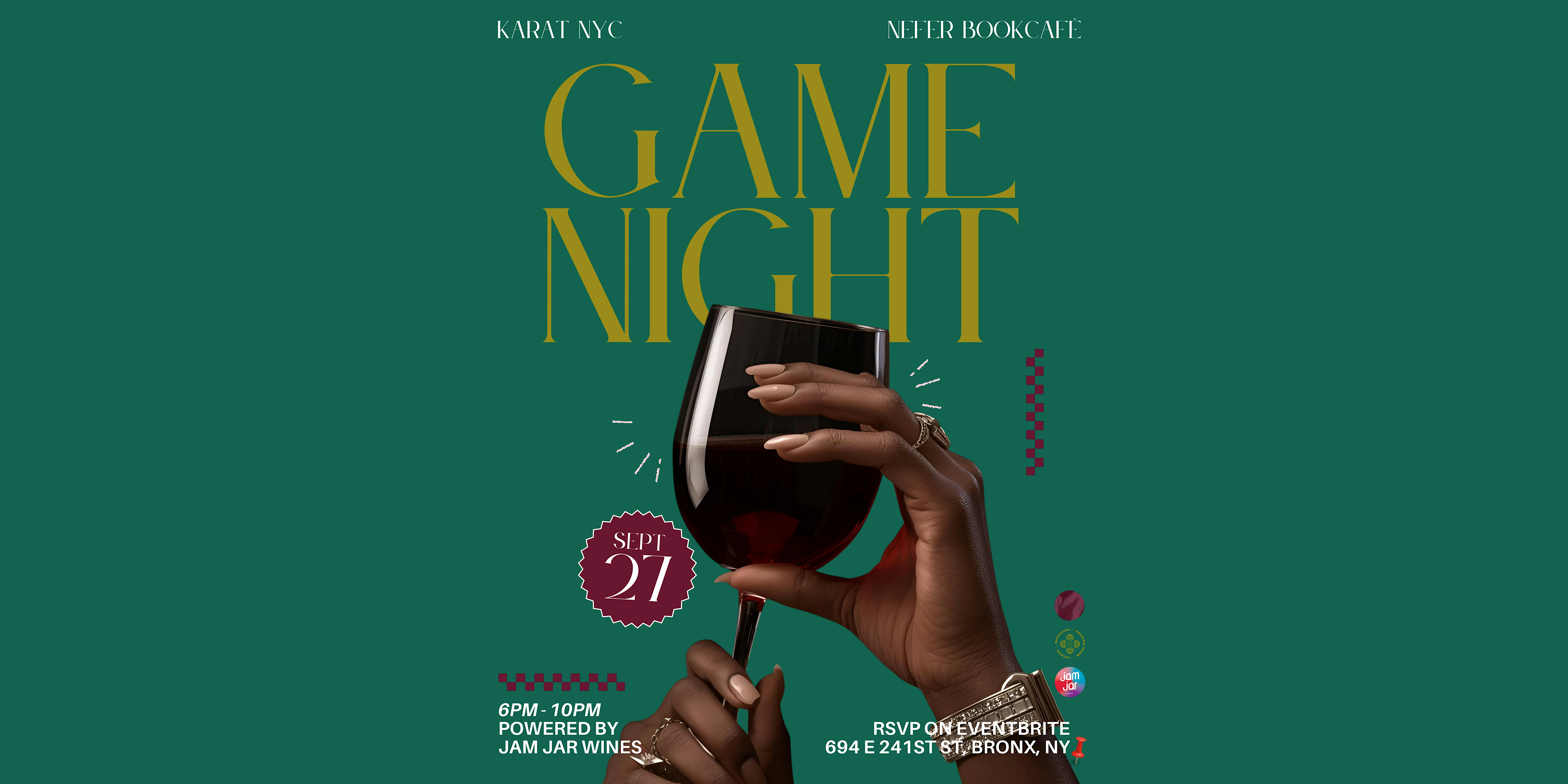 Karat NYC & Nefer Bookcafè Presents: A Fall Game Night Mixer at Nefer Bookcafe´ – The Bronx, NY