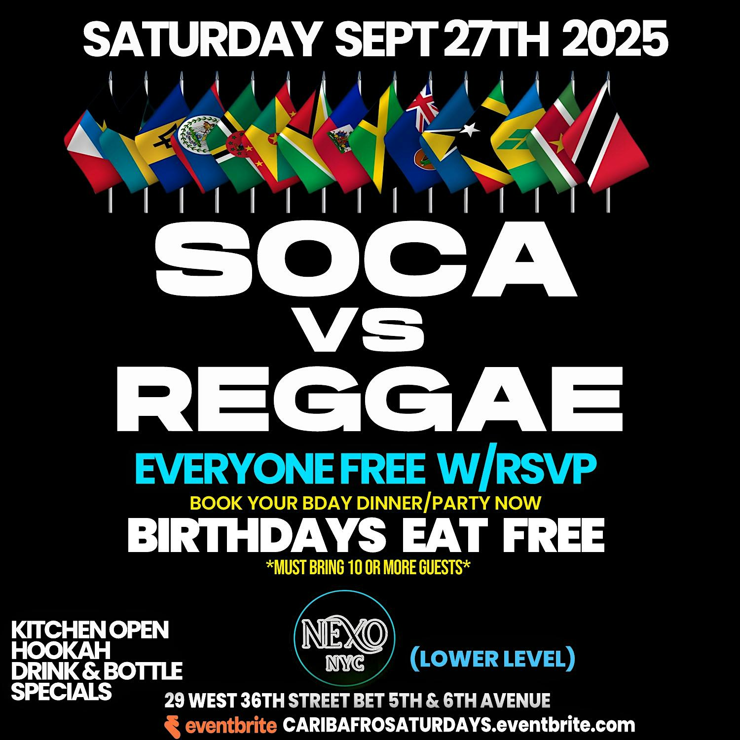 SOCA VS REGGAE AT SATURDAY NIGHT LIVE • FREE ON RSVP at NEXO NYC (Lower Level) – New York, NY