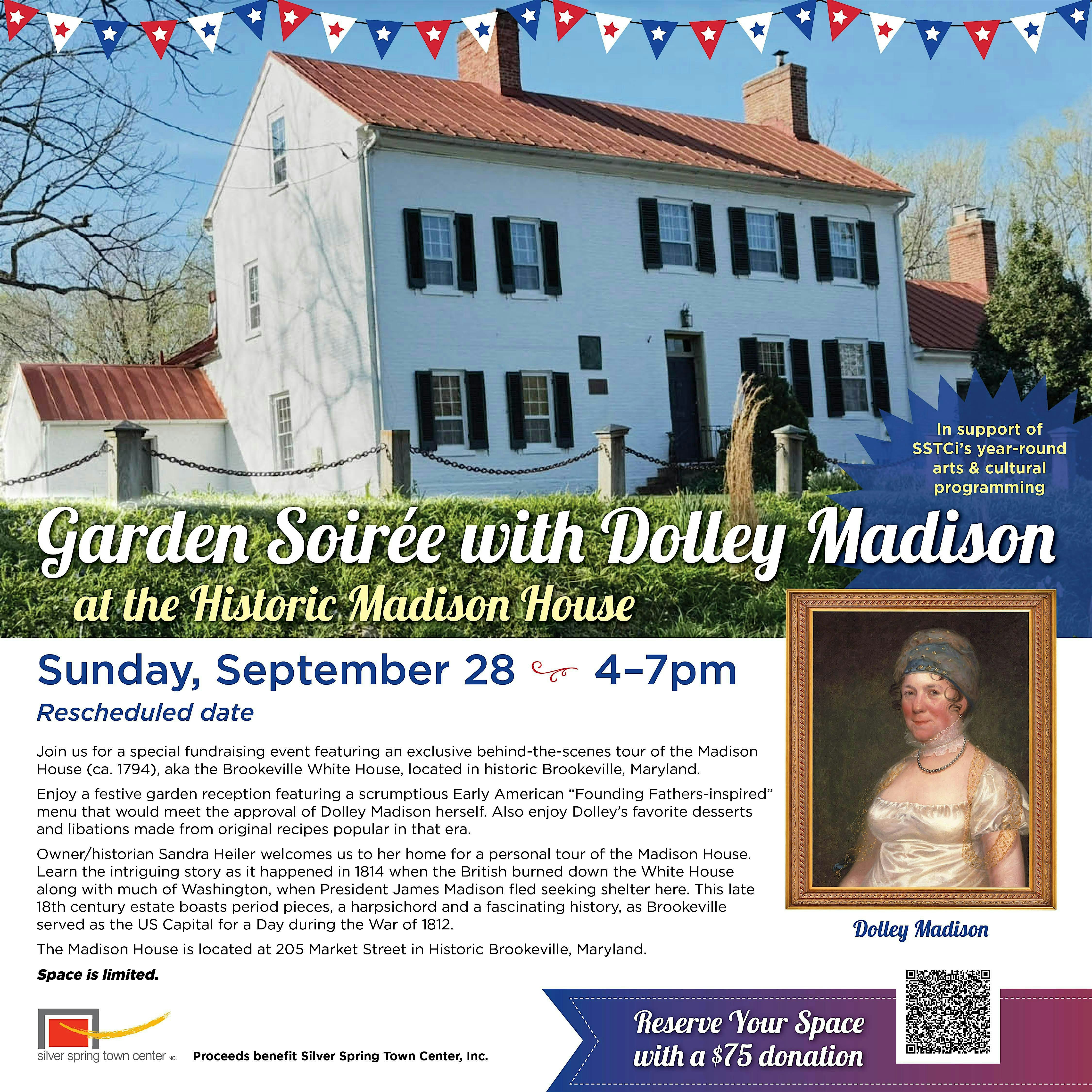 Garden Soiree with Dolley Madison at the Historic Madison House at 205 Market St – Brookeville, MD