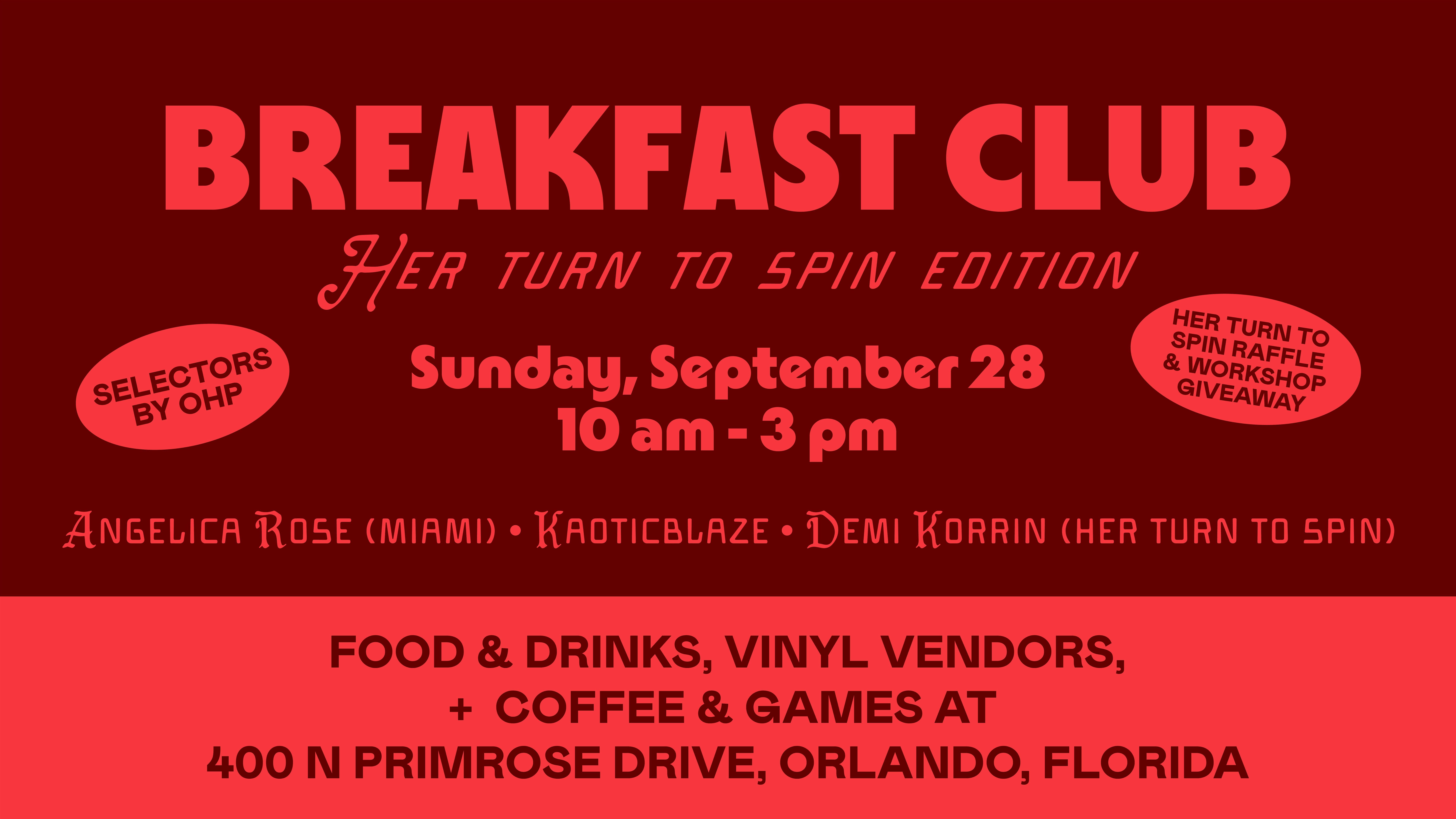 OHP X PRIMROSE LANES Present: BREAKFAST CLUB – A 10 AM GROOVY EXPERIENCE! at Primrose Lanes Bowling & Sports Bar – Orlando, FL