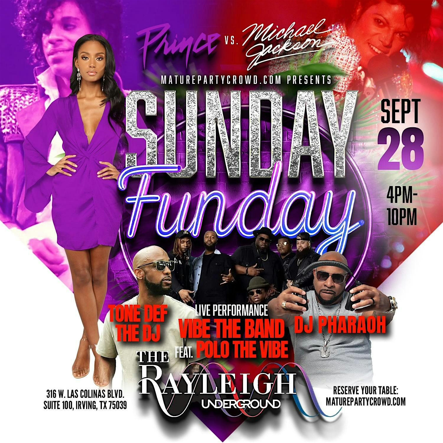 SUNDAY FUNDAY @ Rayleigh Underground – PRINCE vs. MICHAEL JACKSON! at Rayleigh Underground – Irving, TX