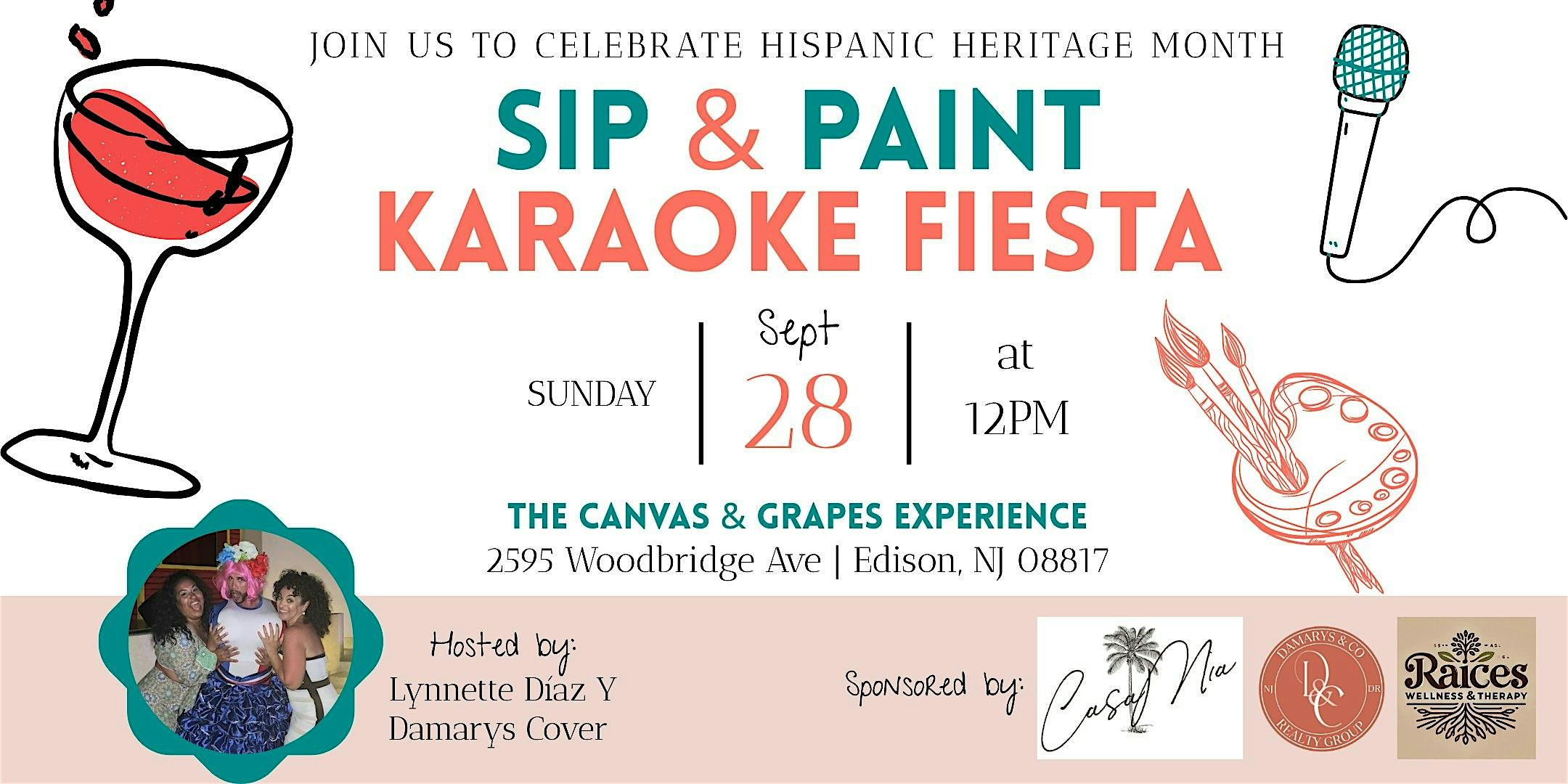 Sip & Paint Karaoke Fiesta at The Canvas & Grapes Experience – Edison, NJ