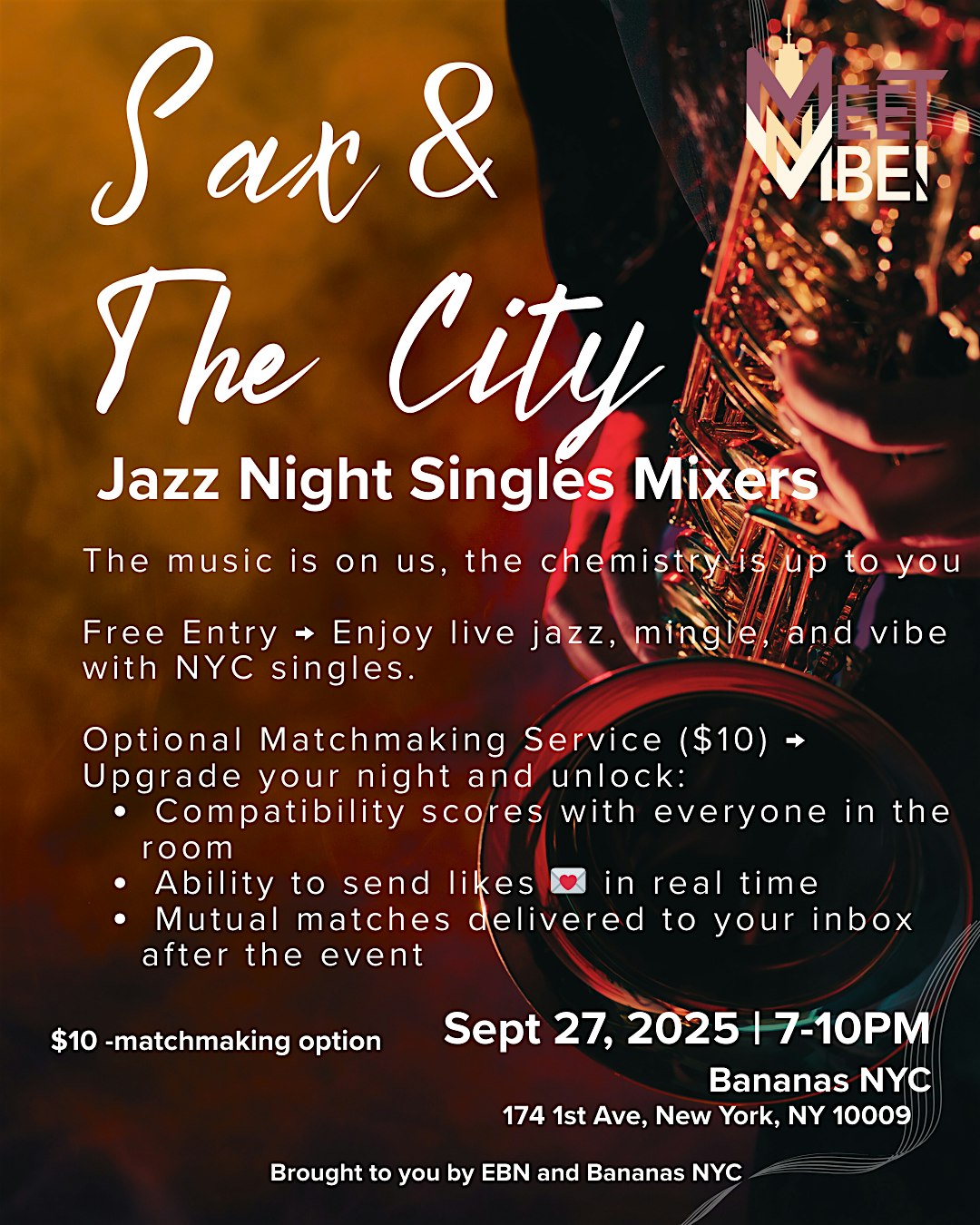 Sax & the City: Jazz Night Singles Mixer at Bananas – New York, NY