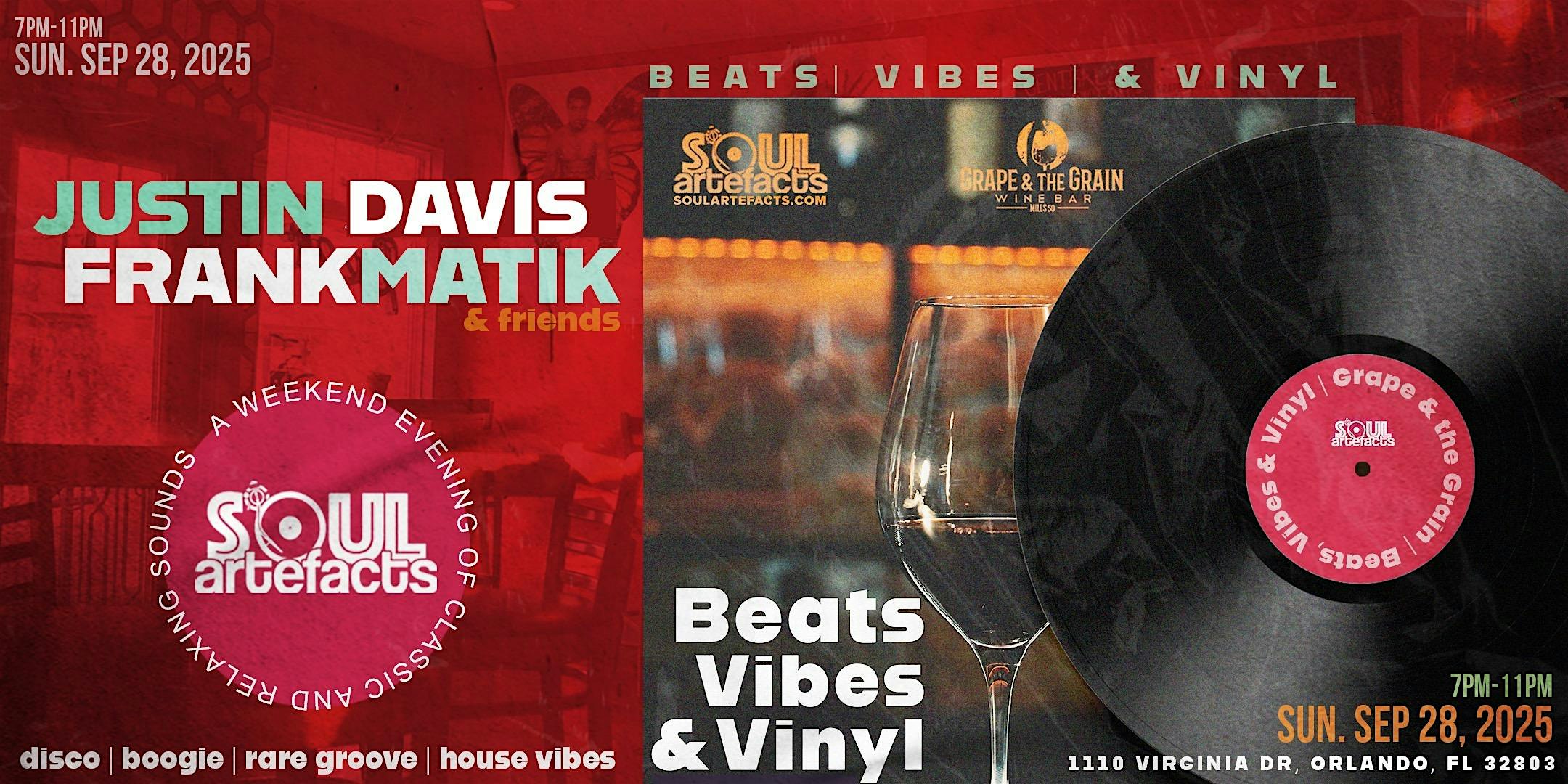 Beats Vibes & Vinyl at Grape and the Grain Wine Bar – Orlando, FL