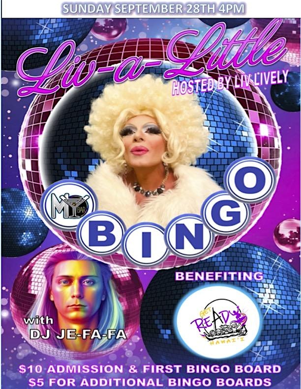DRAG BINGO SEPTEMBER 28TH at MY BAR + Pizza and more!- LGBTQ Friendly Hot Spot – Kailua-Kona, HI
