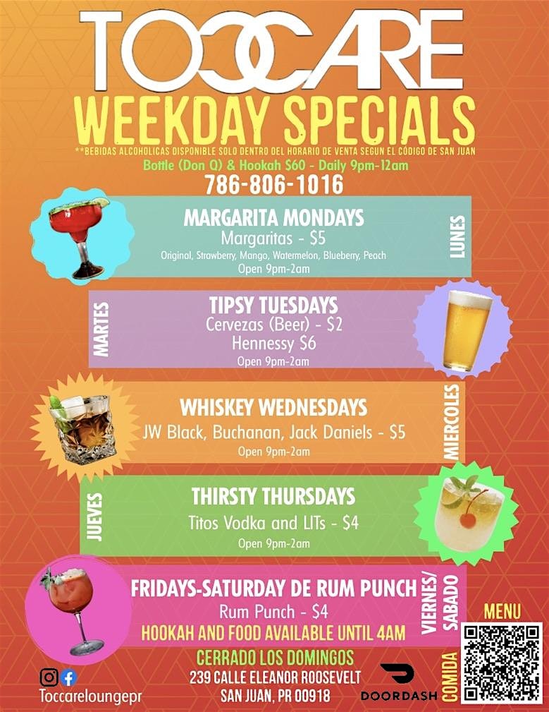FOOD, HOOKAH, & ALCOHOL – Open 9pm-2am (VIPS AVAILABLE) at 239 Av. Eleanor Roosevelt – San Juan, San Juan