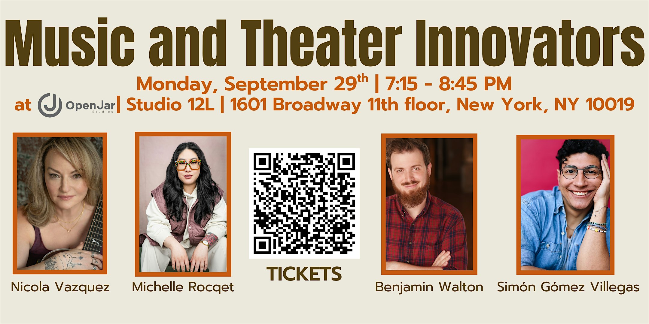 Music and Theater Innovators at Open Jar Studios – New York, NY