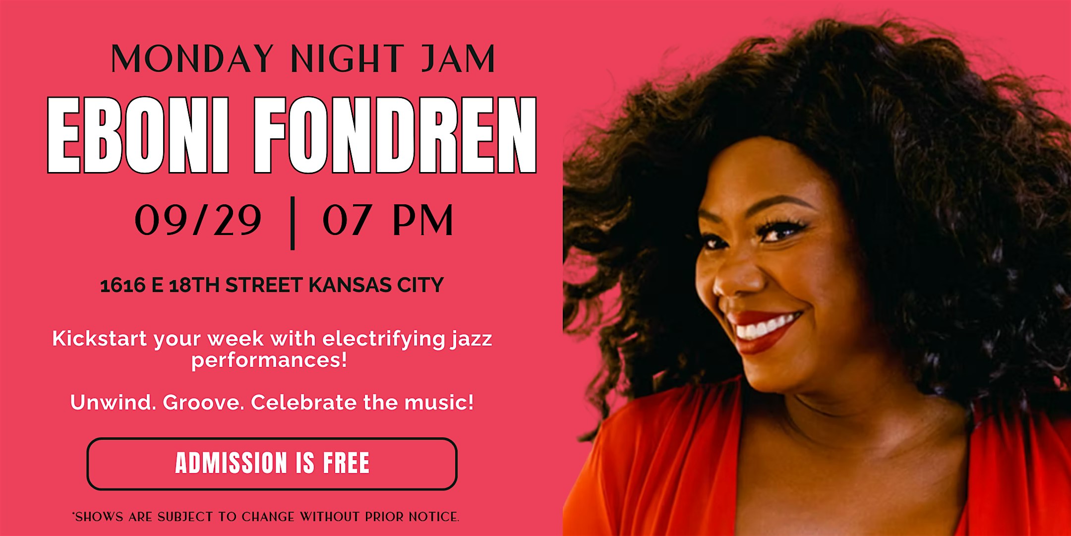 Monday Night Jam Session: Eboni Fondren at Blue Room – Kansas City, MO