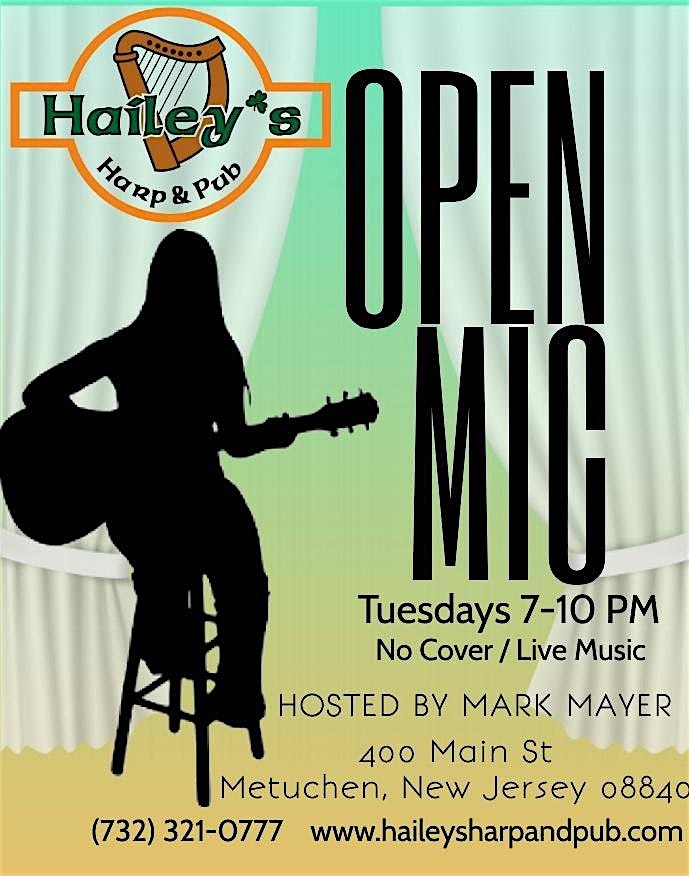 Hailey’s Live Music Open Mic Night at Hailey’s Harp & Pub – Metuchen, NJ