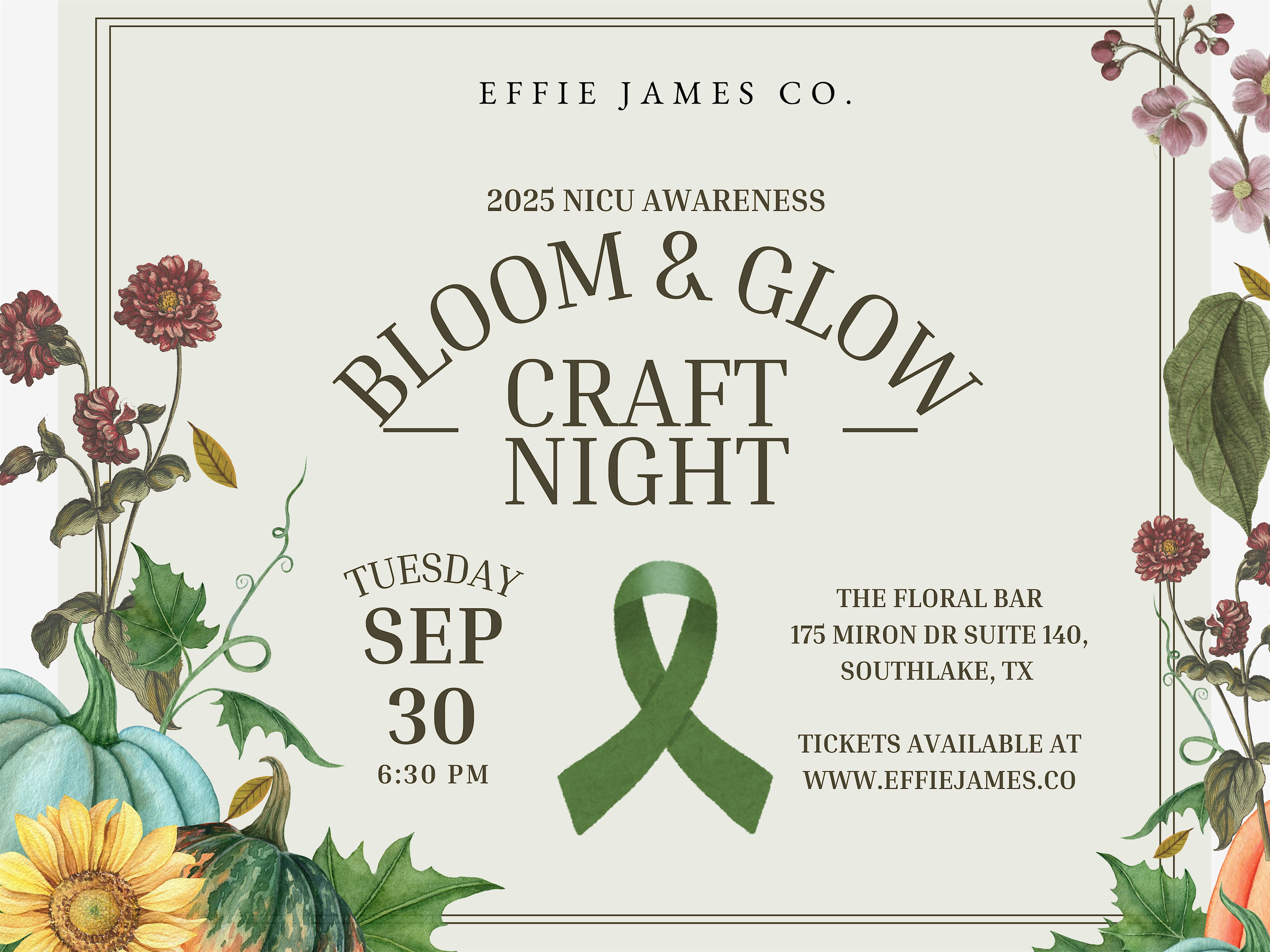 Bloom & Glow: Creative Collaboration for NICU Awareness x The Floral Bar at The Floral Bar – Southlake, TX