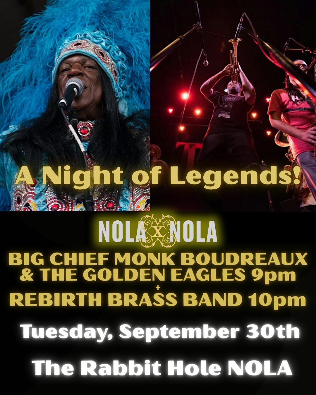 Big Chief Monk Boudreaux & The Golden Eagles & Rebirth Brass Band NOLAxNOLA at The Rabbit Hole – New Orleans, LA