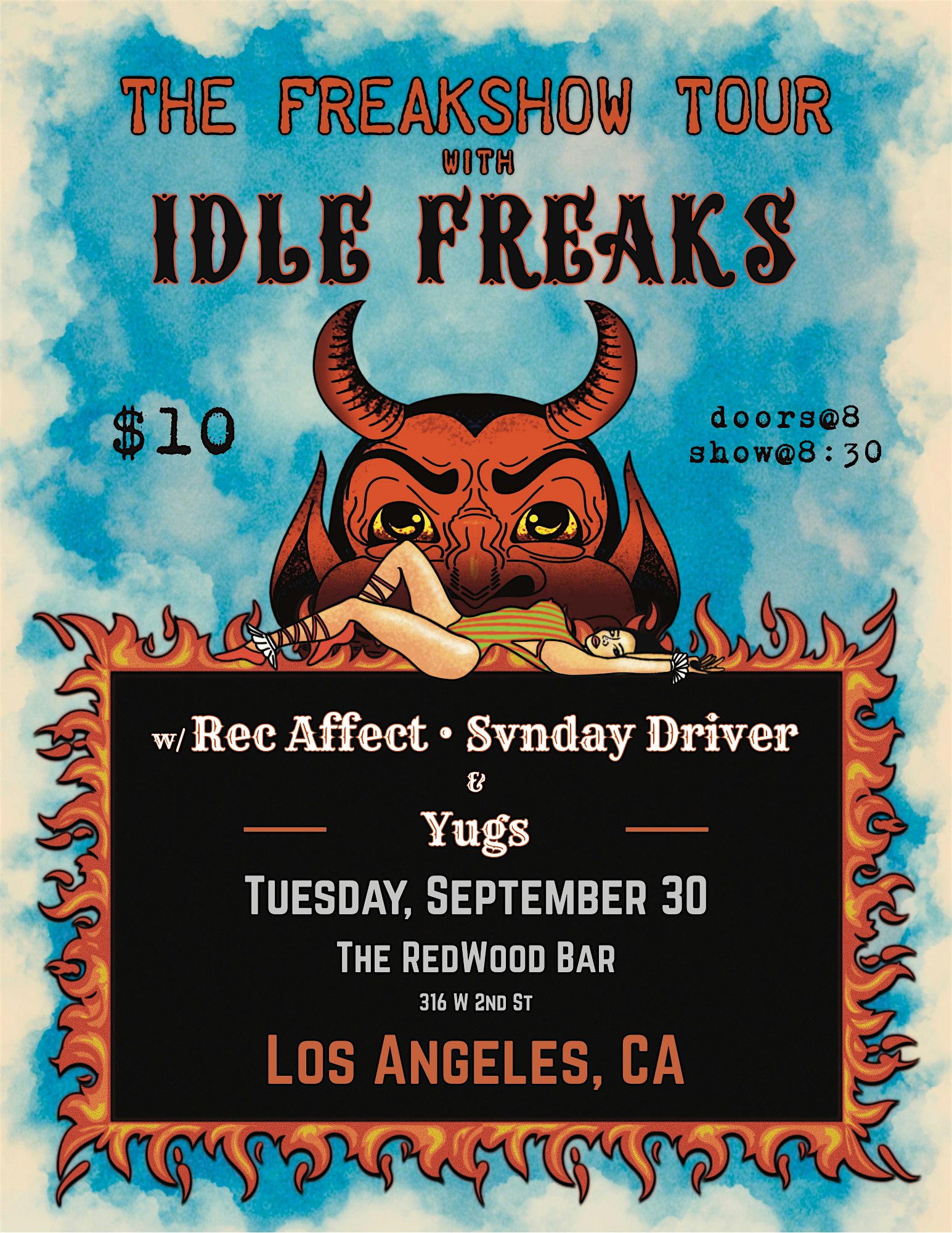 The FREAKSHOW Tour w/ IDLE FREAKS, Rec Affect, Svnday Driver, and Yugs at The Redwood Bar & Grill – Los Angeles, CA
