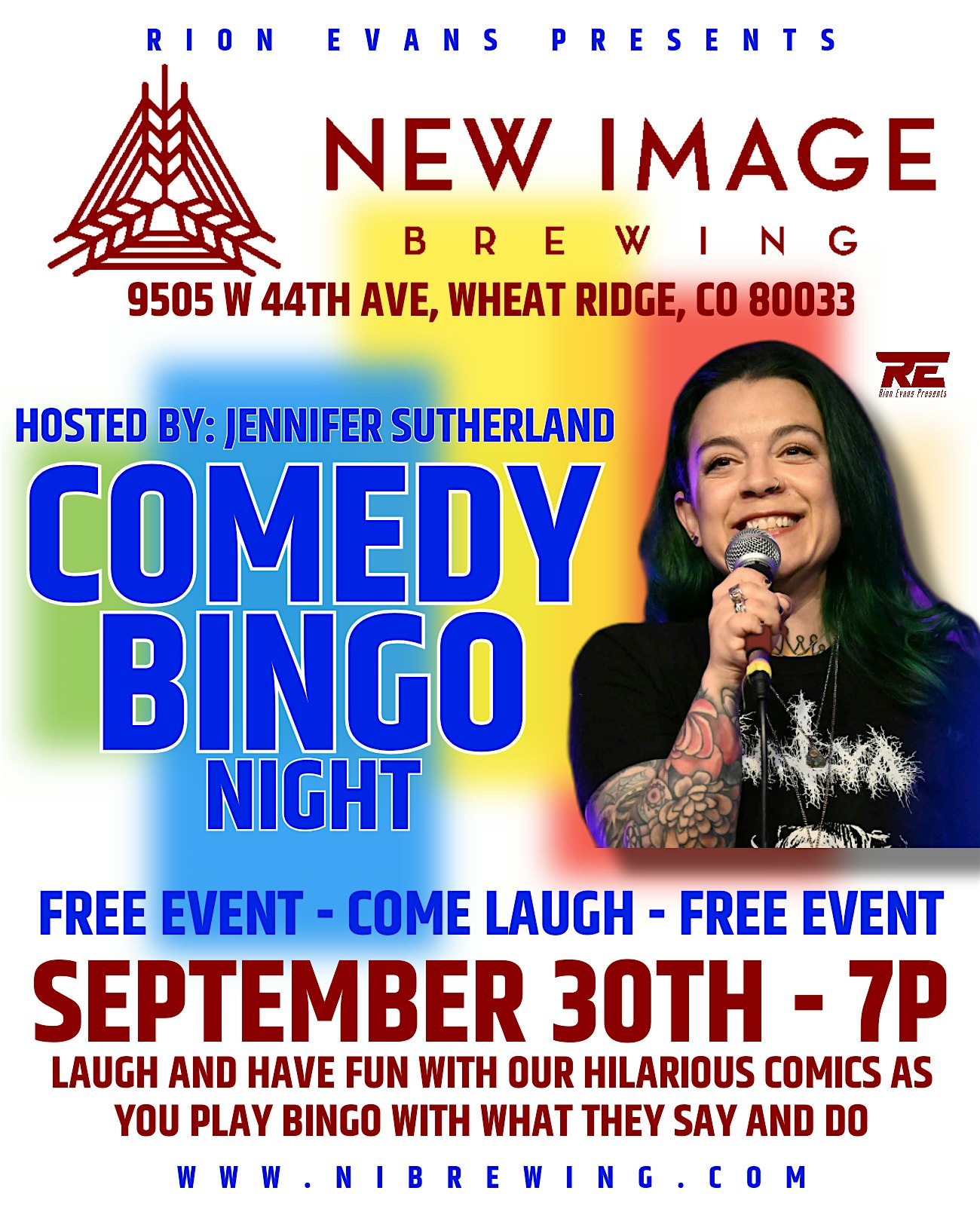 Rion Evans Presents Comedy Bingo with Jennifer Sutherland at New Image Brewing Company – Wheat Ridge – Wheat Ridge, CO