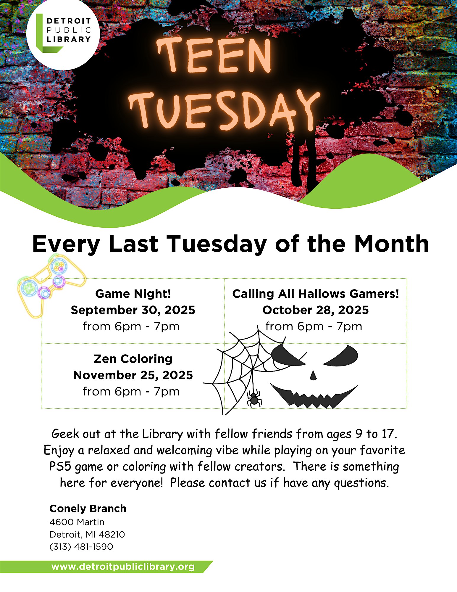 Game Night! at Conely | Detroit Public Library – Detroit, MI